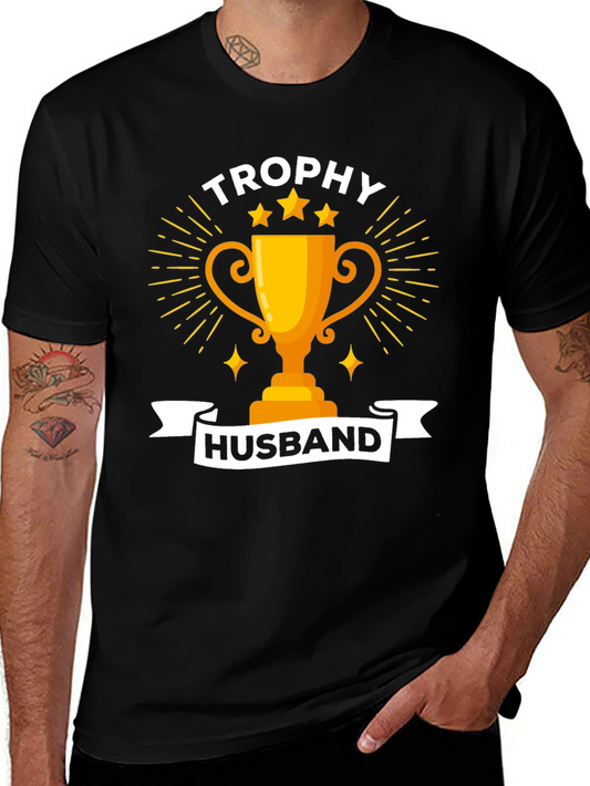 Trophy Husband Graphic Tee - Black Cotton Blend