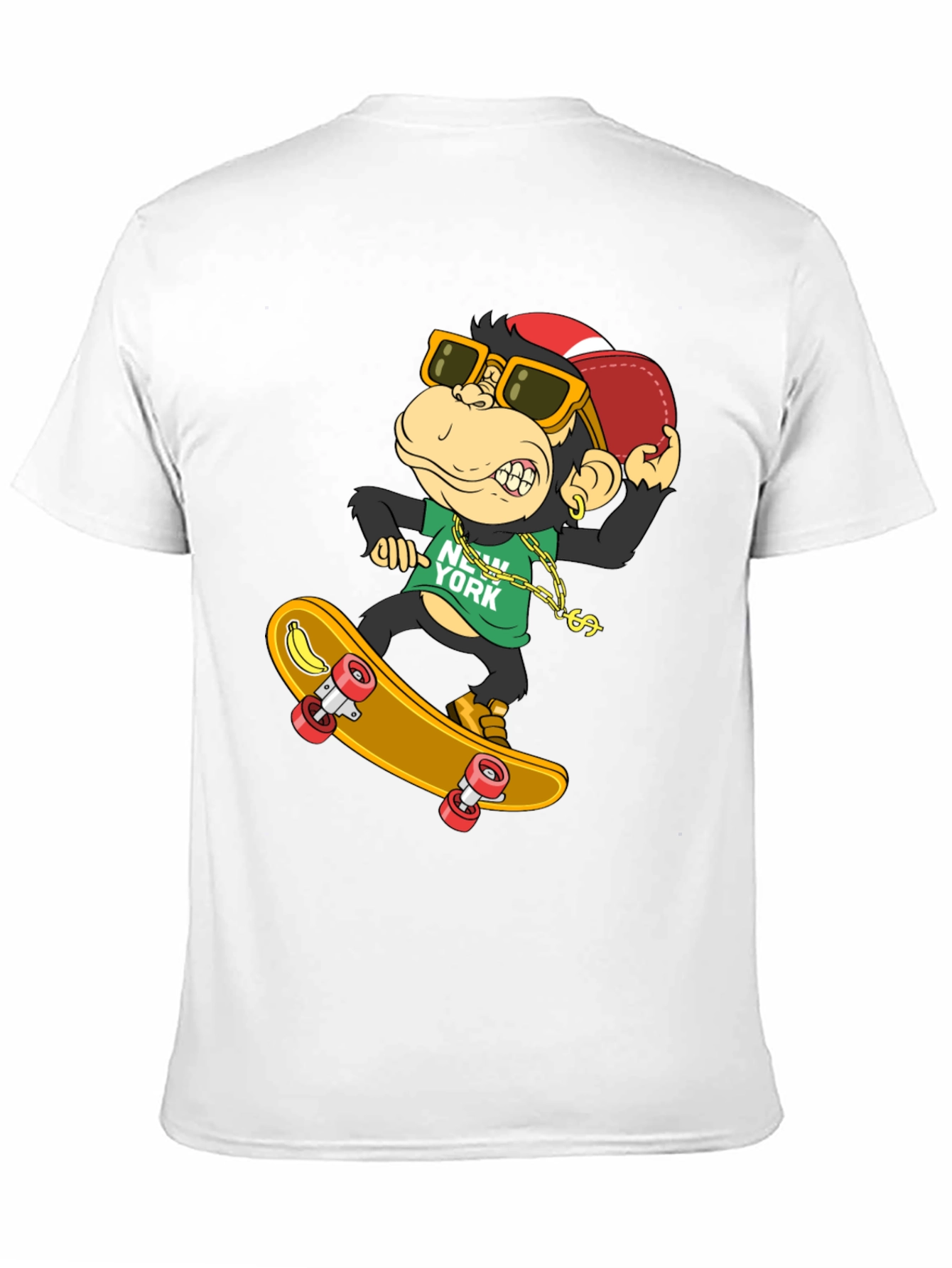 Cool Monkey Skateboarder T-Shirt - Black
