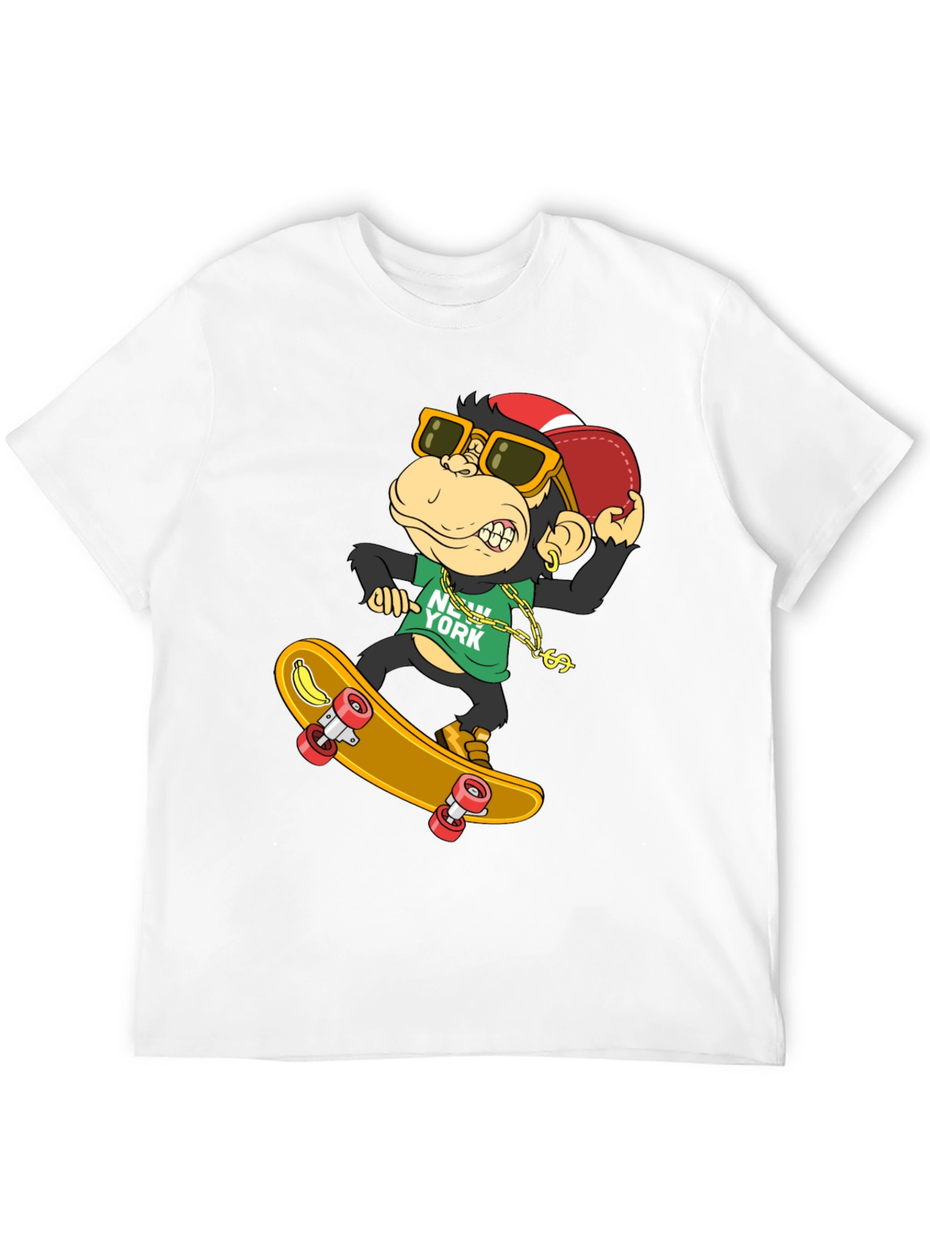 Cool Monkey Skateboarder T-Shirt - Black