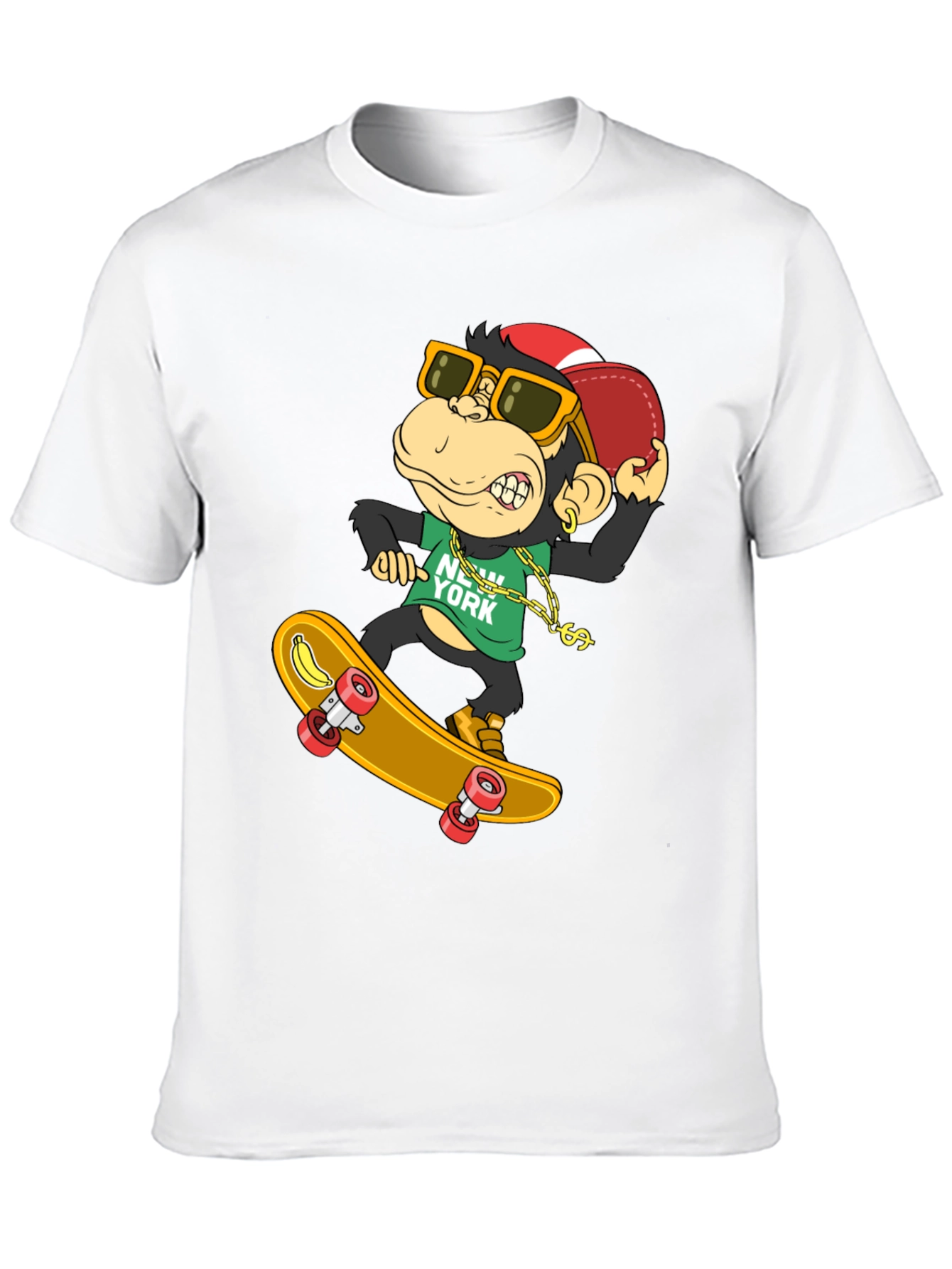 Cool Monkey Skateboarder T-Shirt - Black