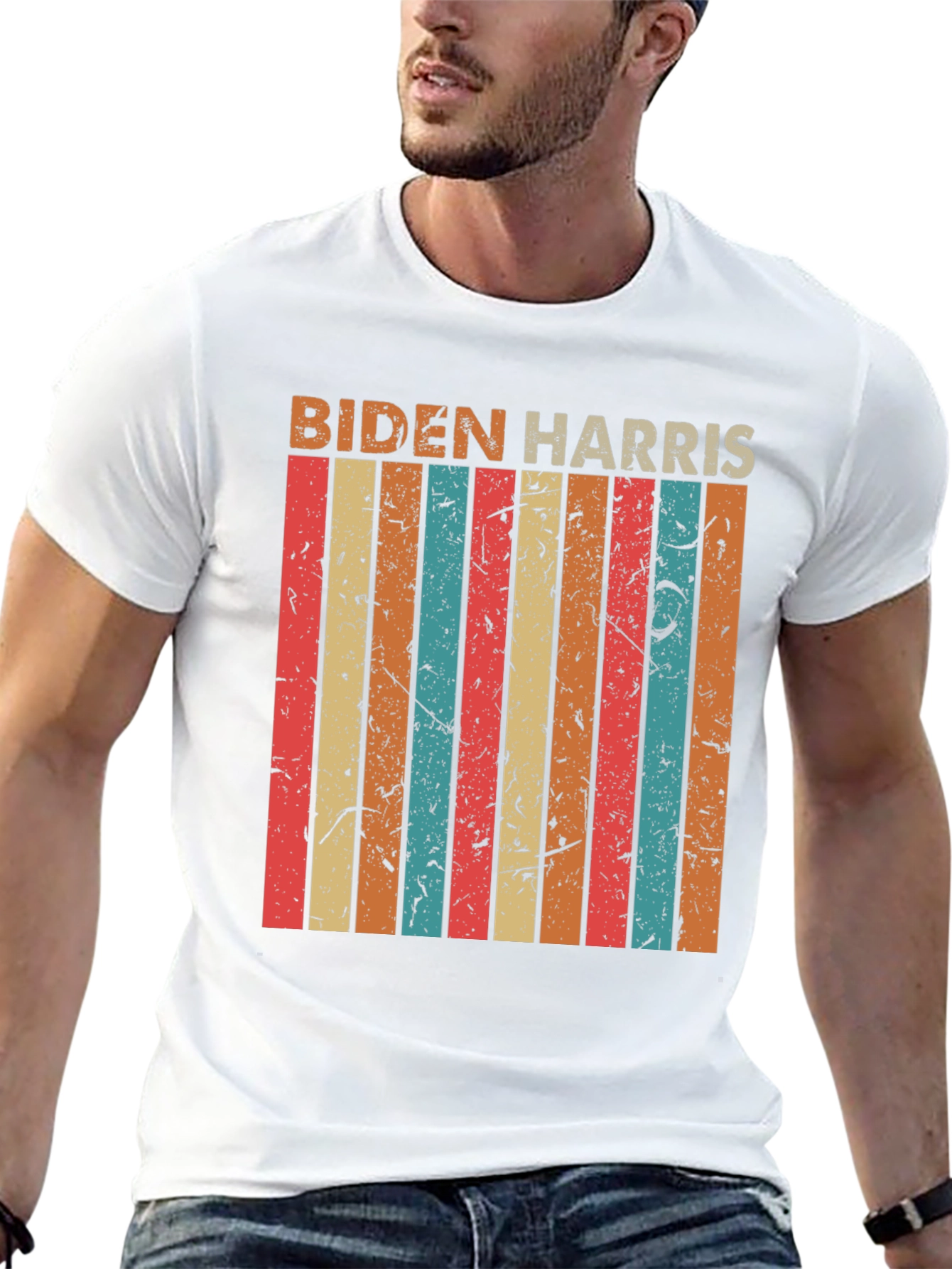 Biden Harris Retro Stripe Graphic Tee
