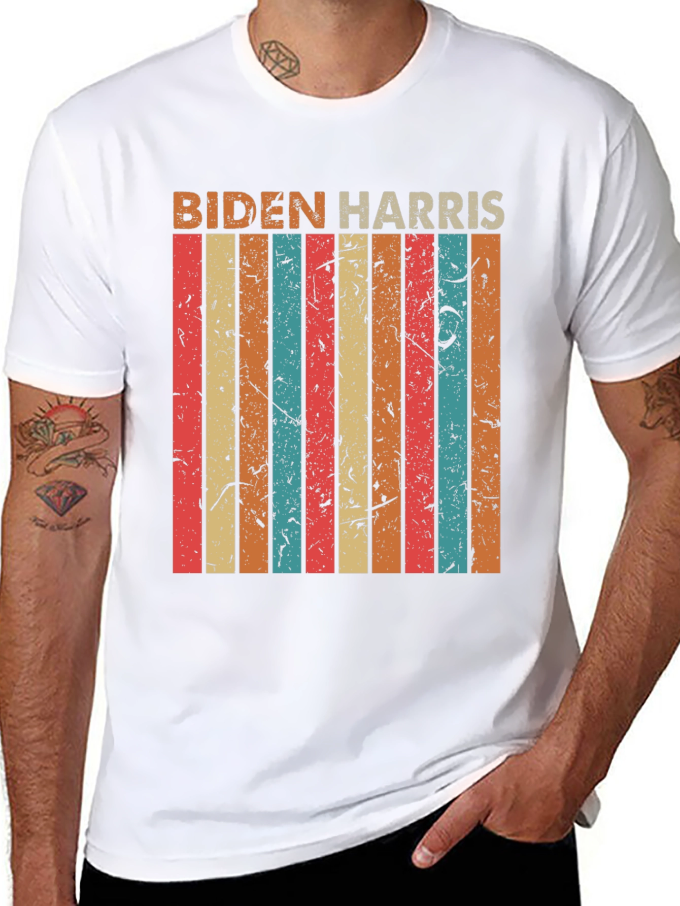 Biden Harris Retro Stripe Graphic Tee