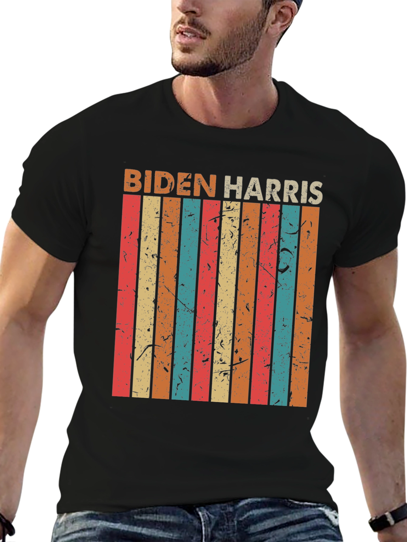 Biden Harris Retro Stripe Graphic Tee