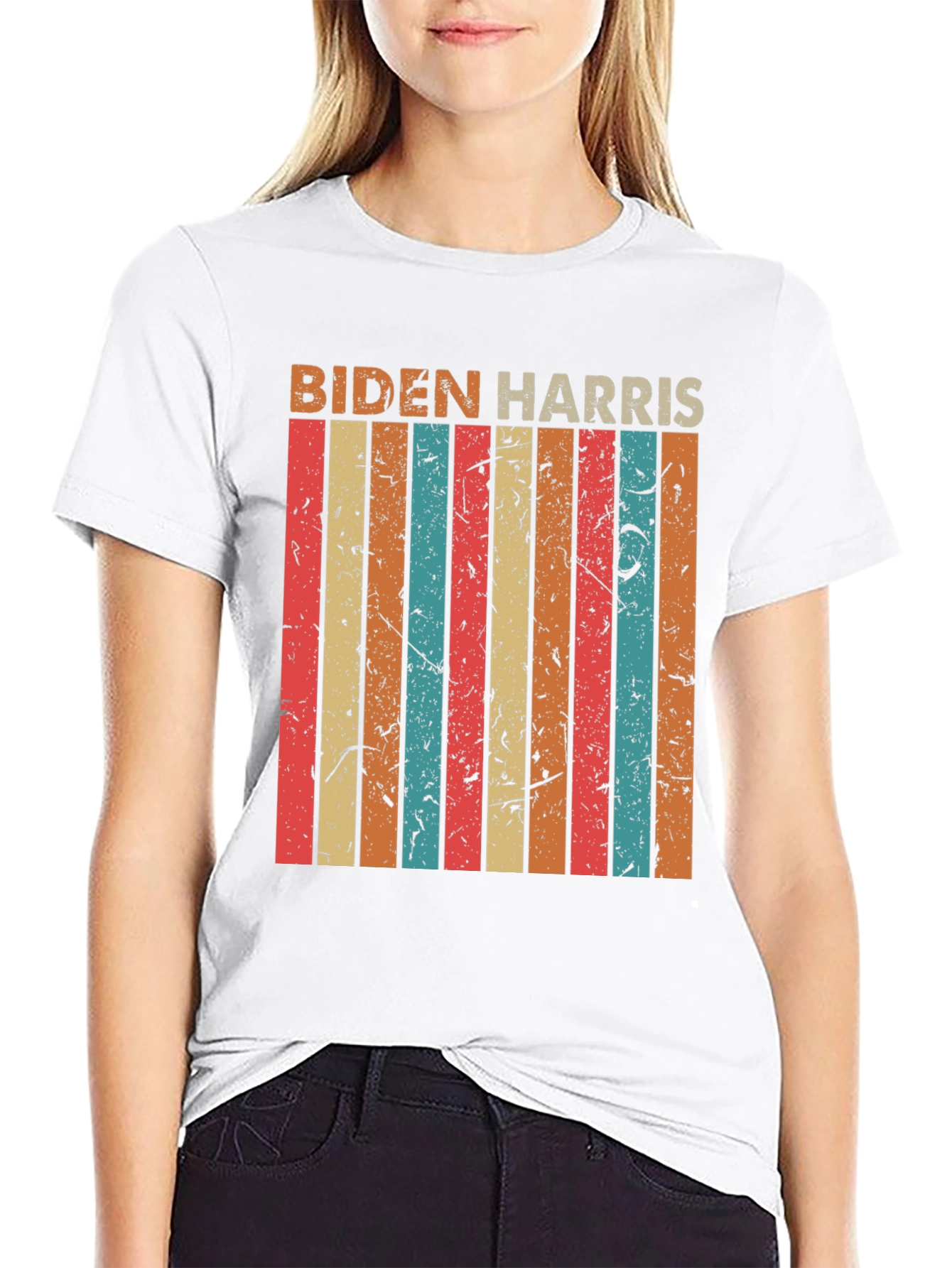 Biden Harris Retro Stripe Graphic Tee