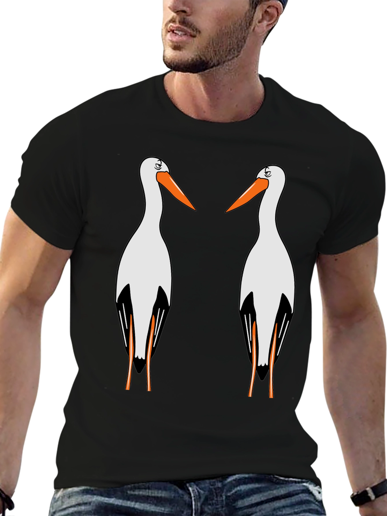 Stork Graphic T-Shirt - Quirky Bird Lover Tee
