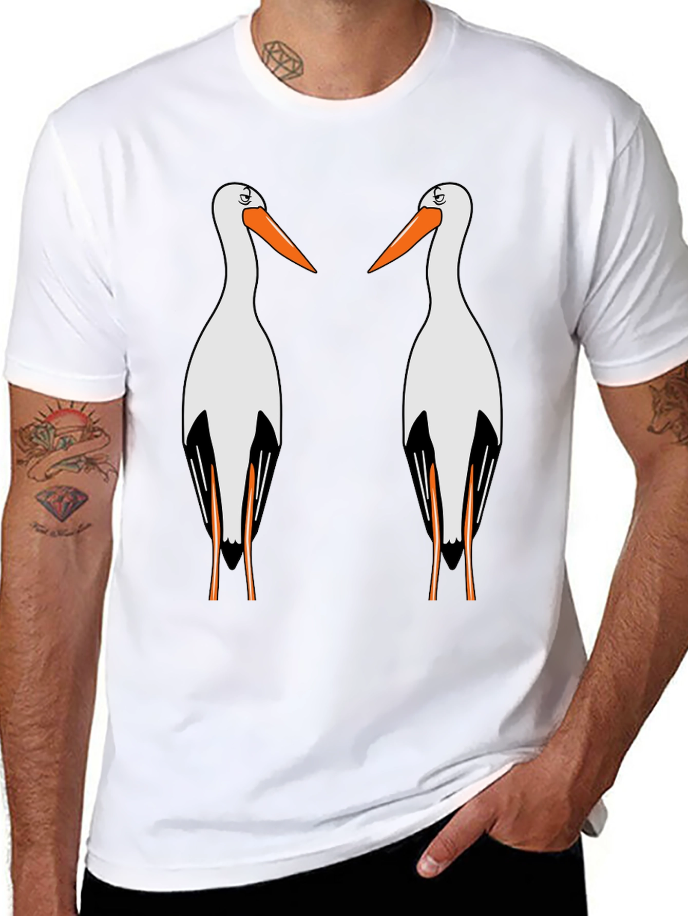 Stork Graphic T-Shirt - Quirky Bird Lover Tee