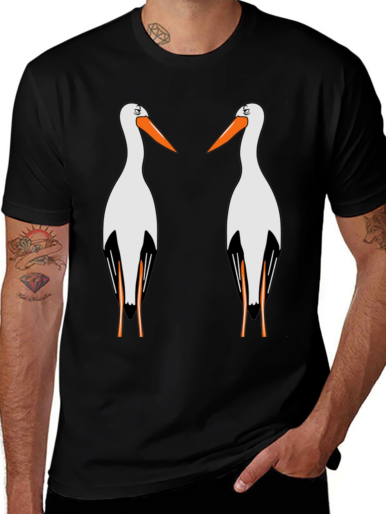 Stork Graphic T-Shirt - Quirky Bird Lover Tee