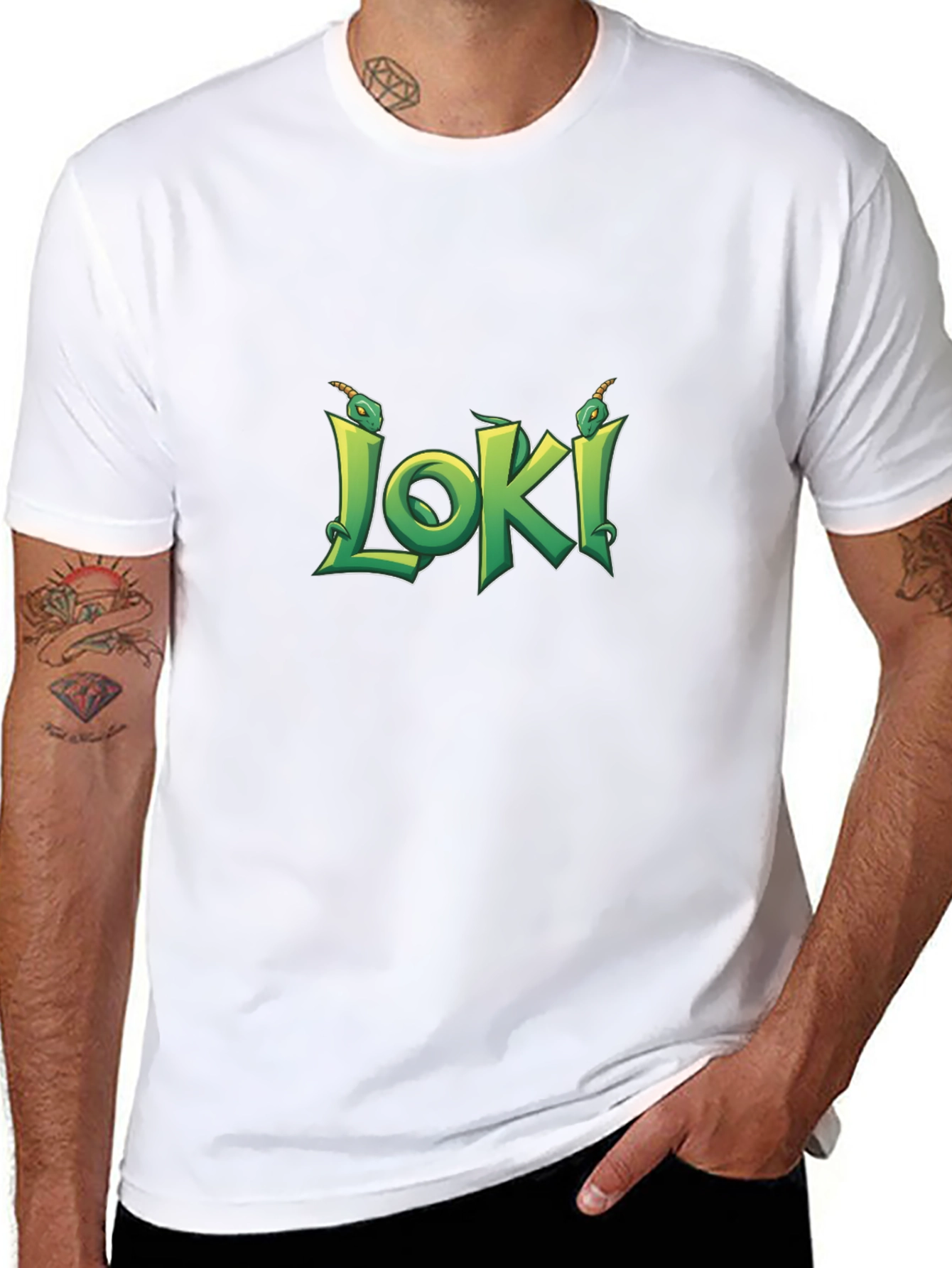 Loki Black T-Shirt - Serpent Design