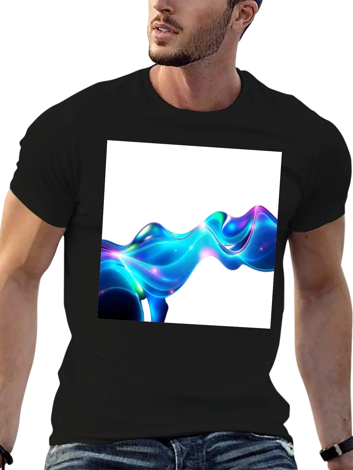 Abstract Fluid Art Black T-Shirt