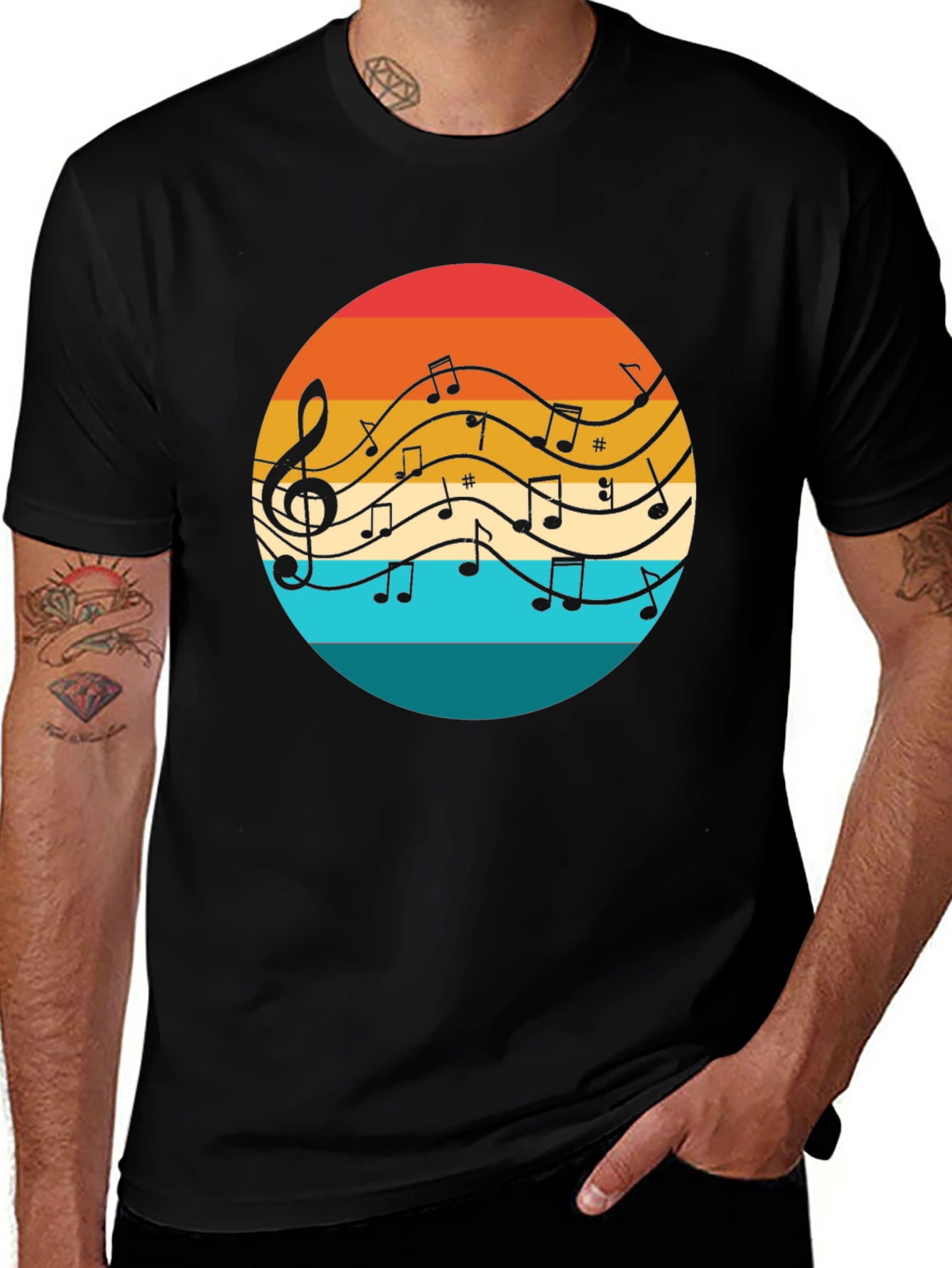 Retro Music Notes Graphic Tee