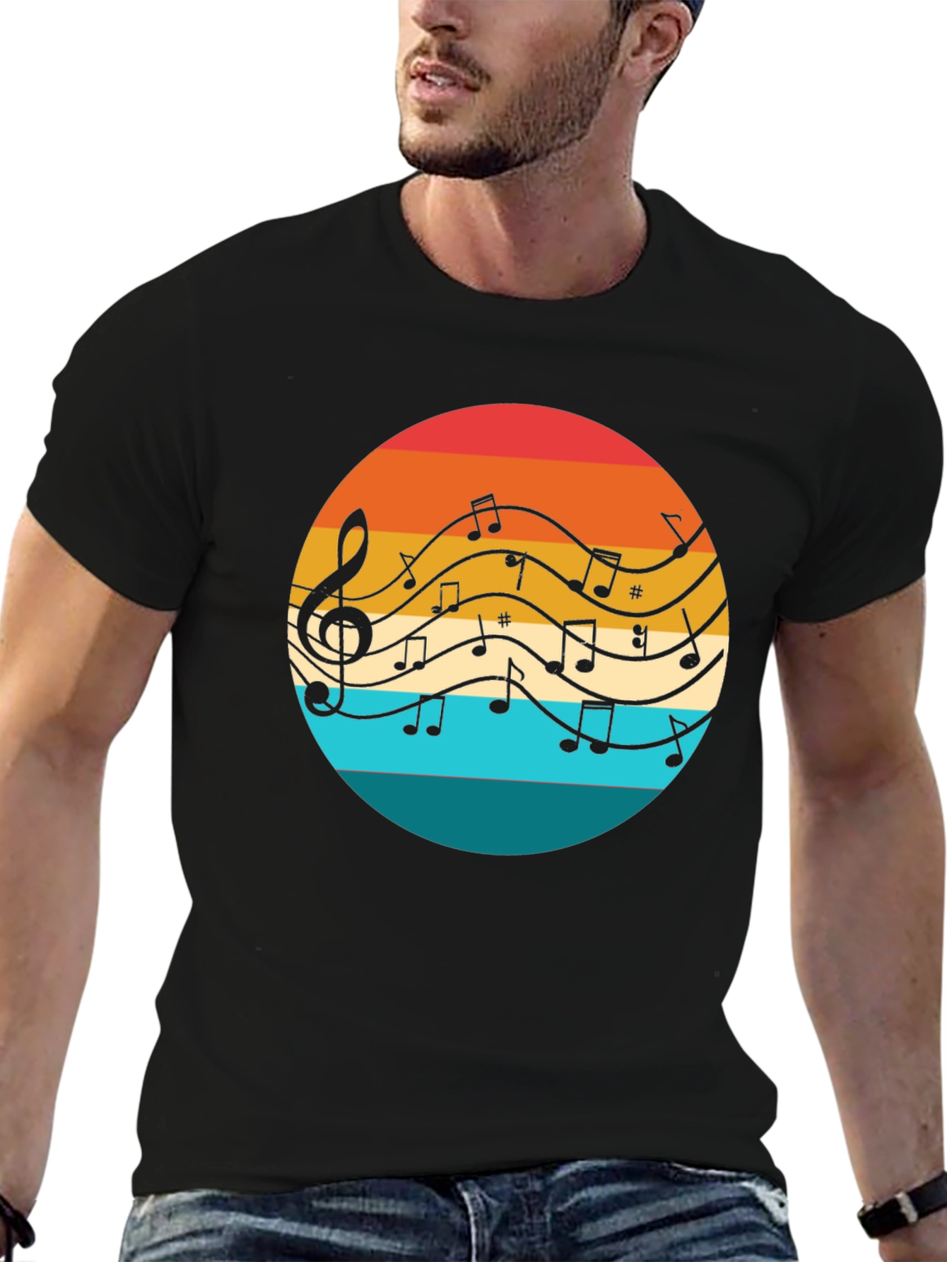 Retro Music Notes Graphic Tee