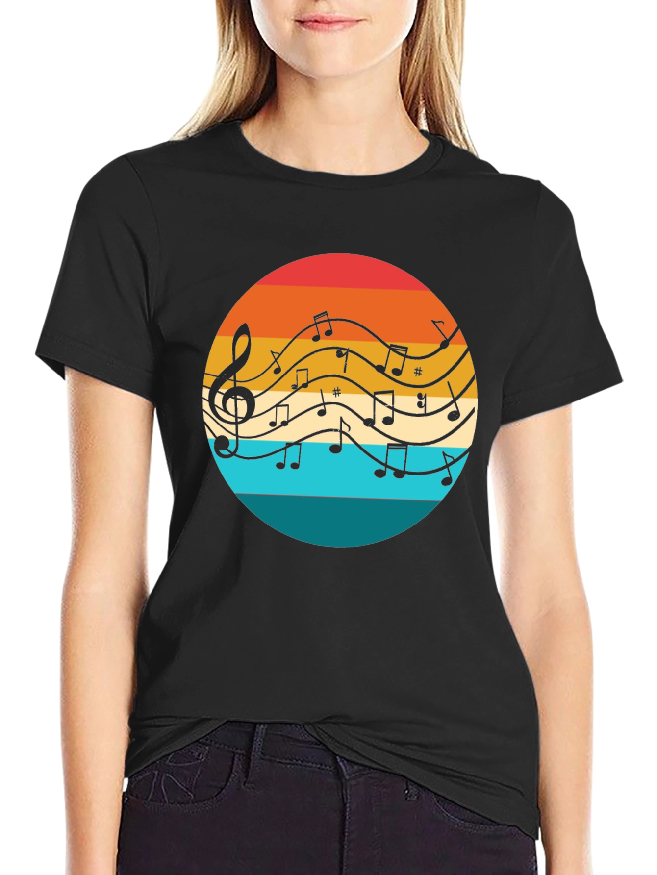Retro Music Notes Graphic Tee