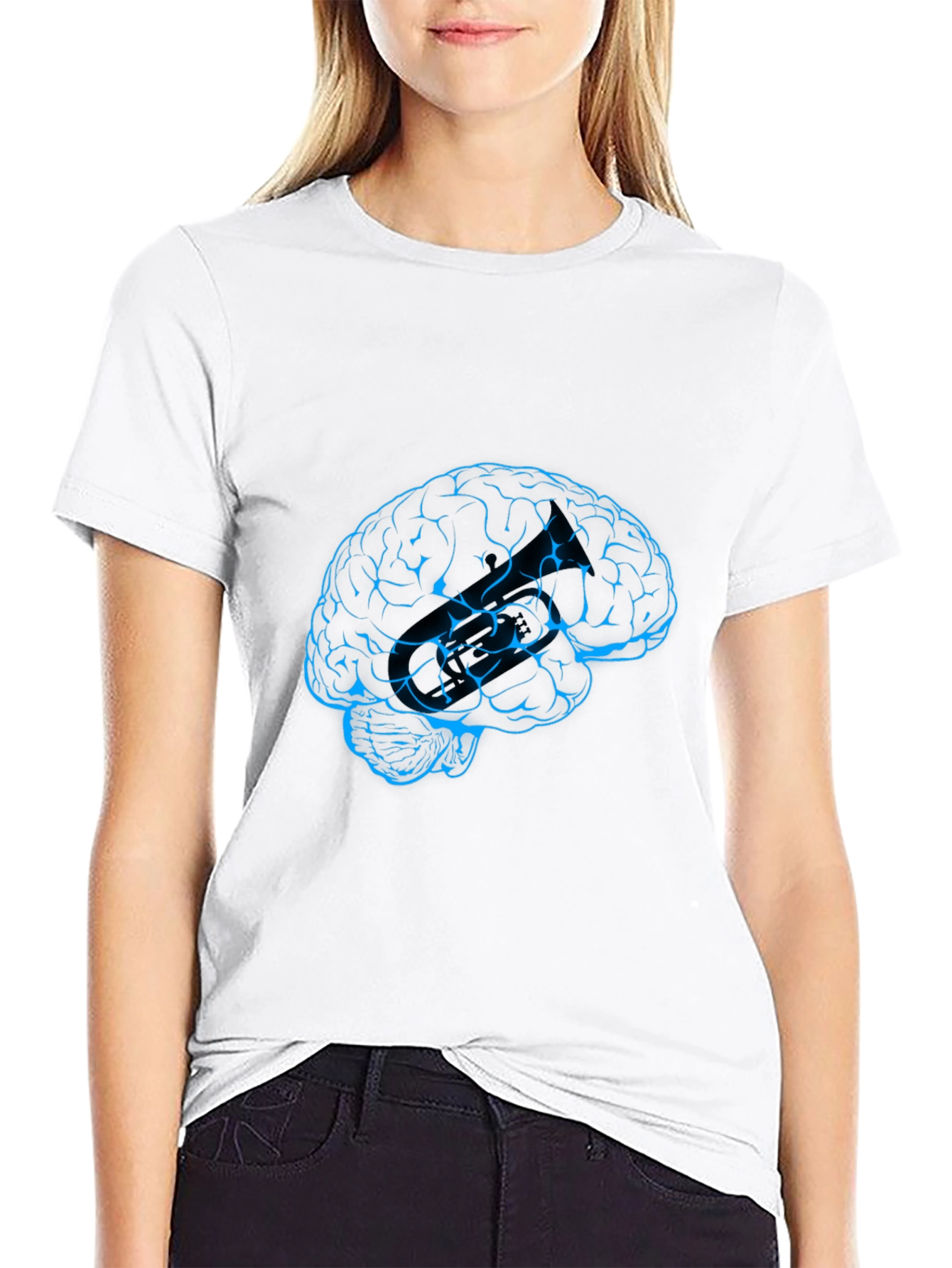 Brain Graphic Tee - Black Crew Neck T-Shirt