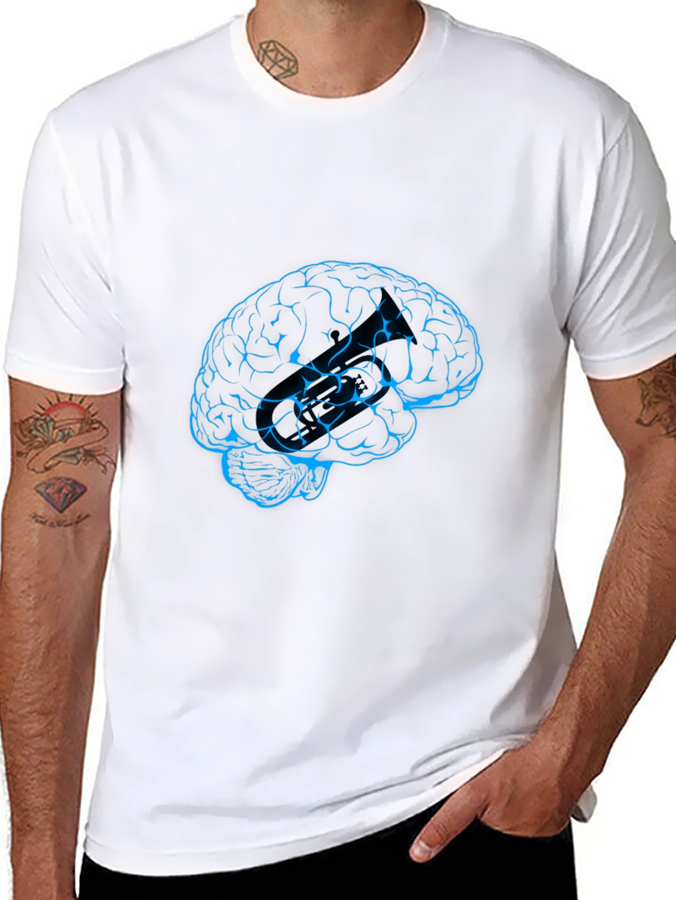 Brain Graphic Tee - Black Crew Neck T-Shirt