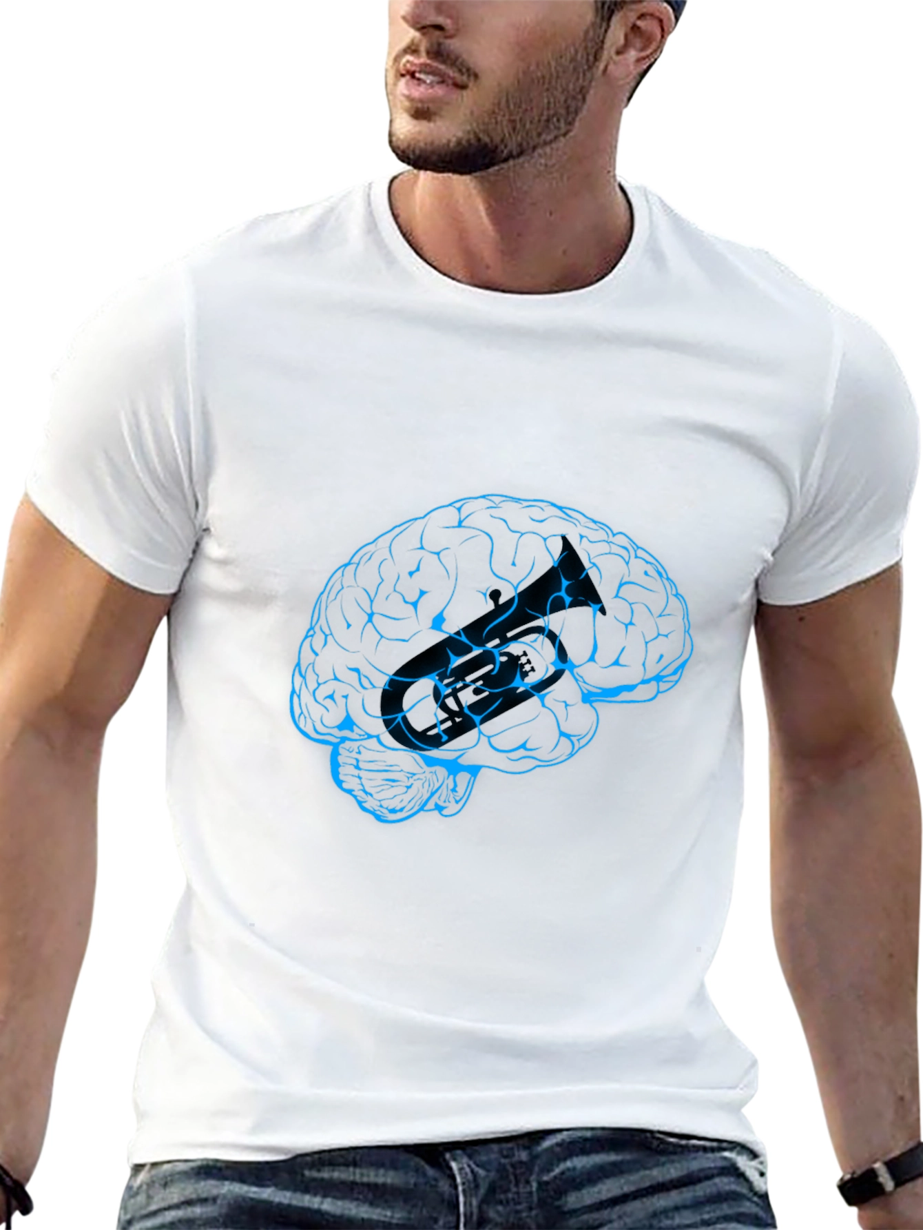 Brain Graphic Tee - Black Crew Neck T-Shirt