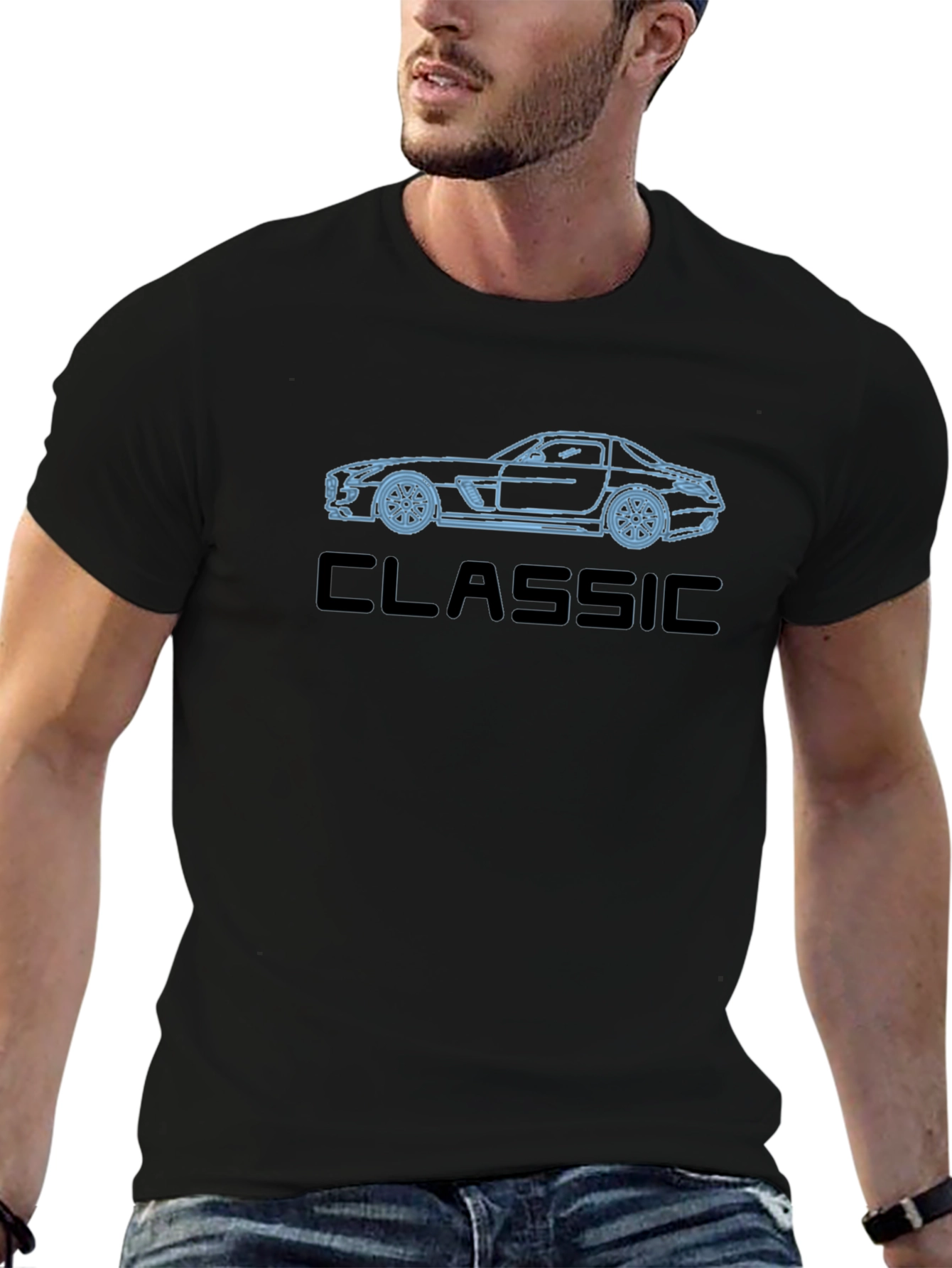 Classic Car Outline Tee - Stylish Automotive Shirt