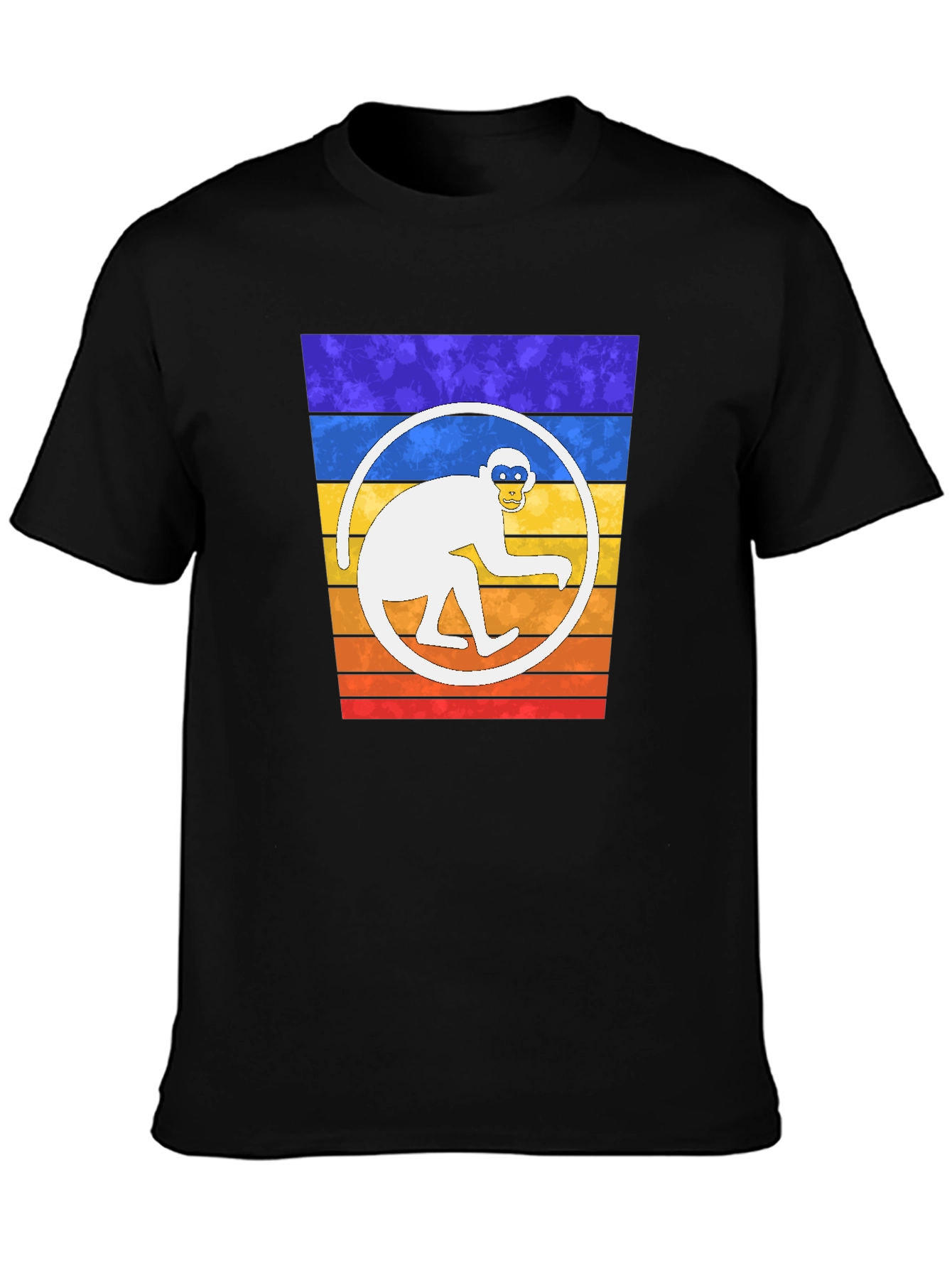 Retro Monkey Circle Graphic T-Shirt