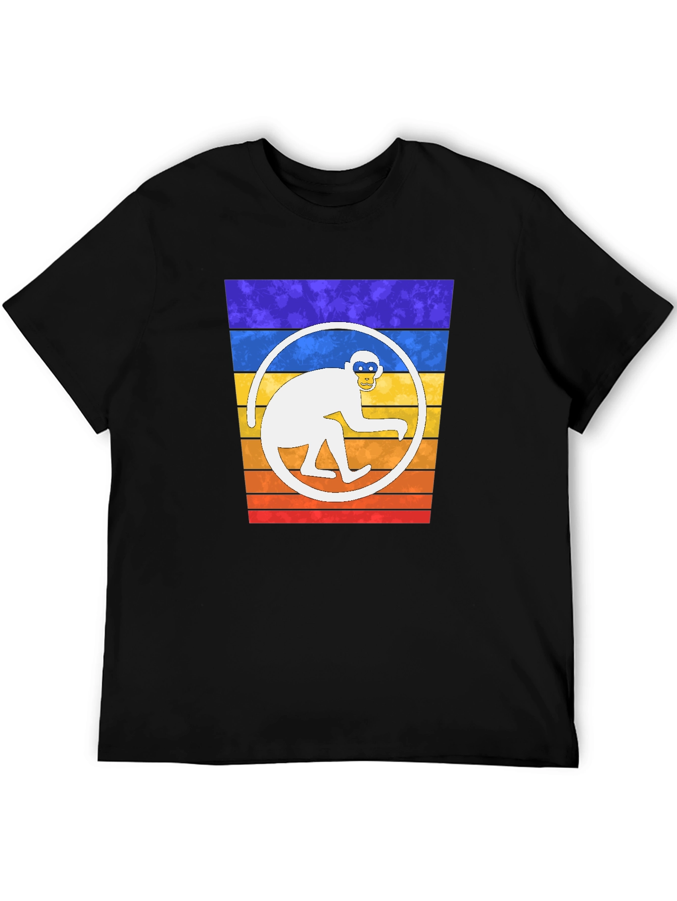 Retro Monkey Circle Graphic T-Shirt