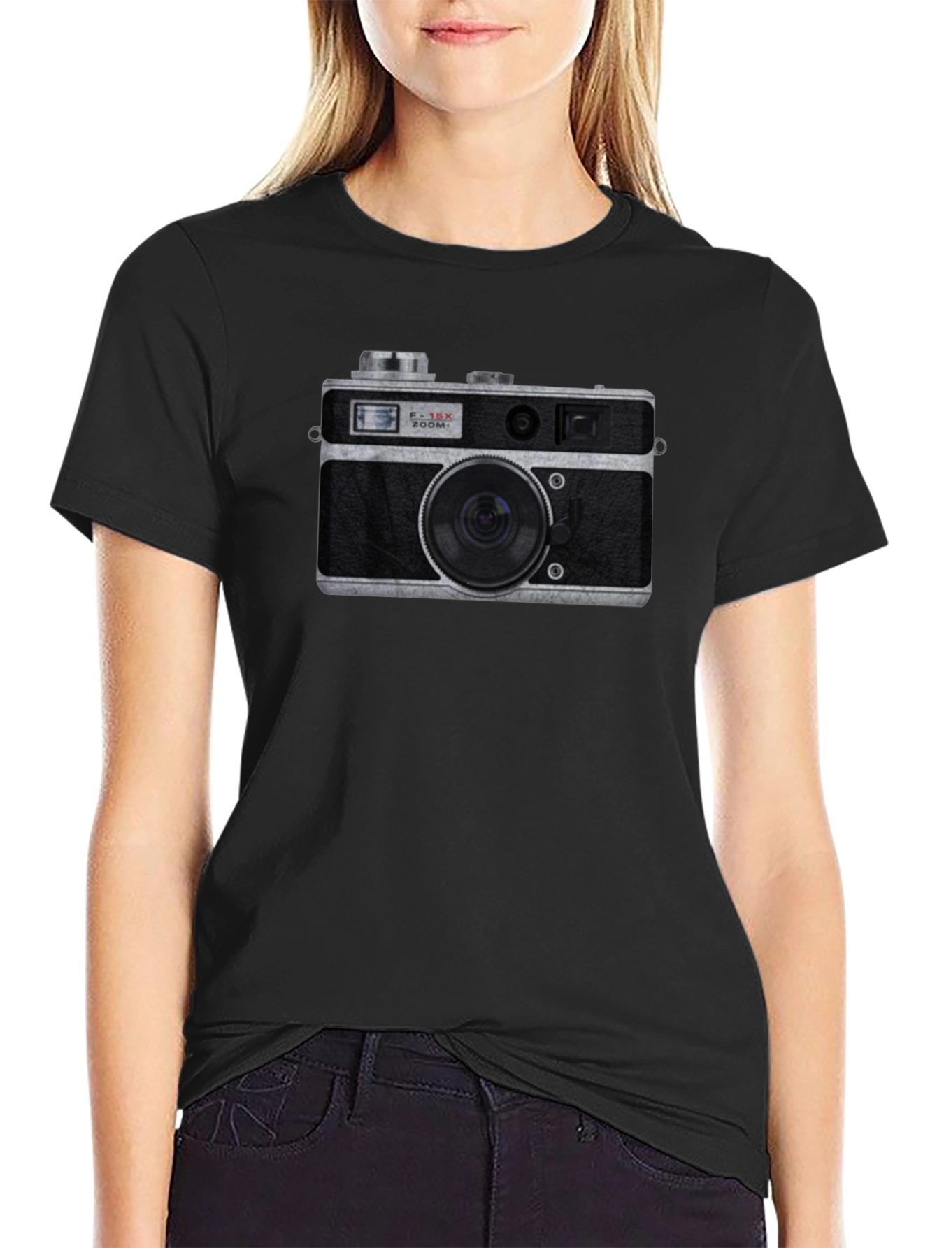 Retro Camera Graphic T-Shirt - Black