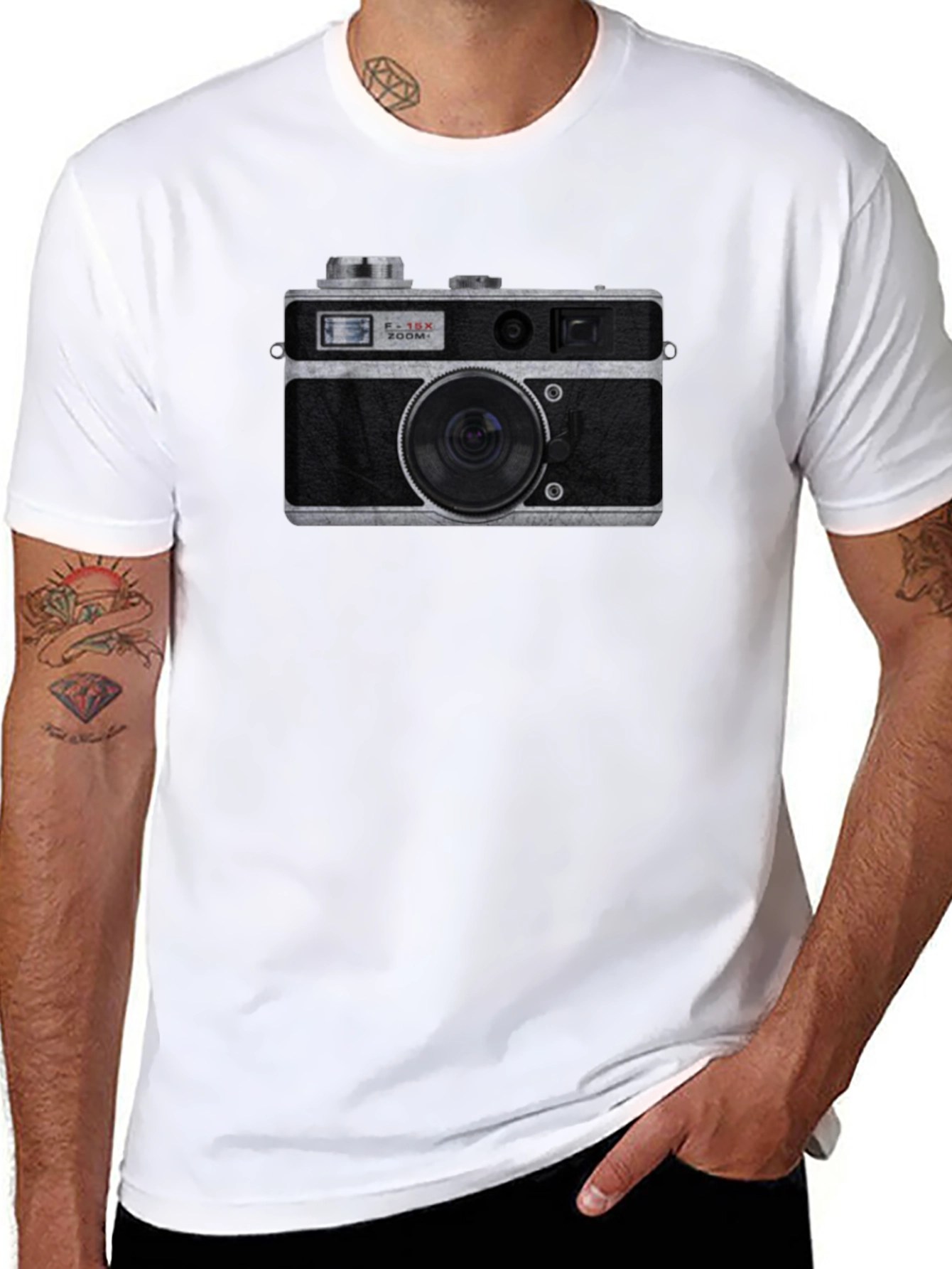 Retro Camera Graphic T-Shirt - Black