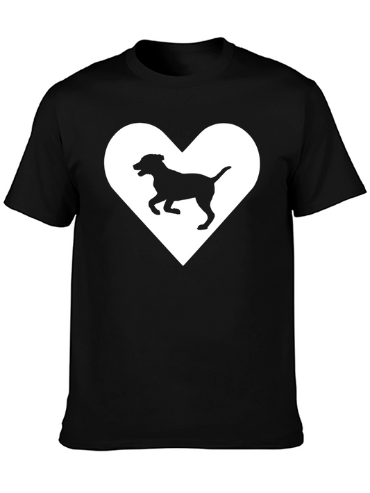 Dog Lover Tee - Black Shirt with Heart & Dog Silhouette
