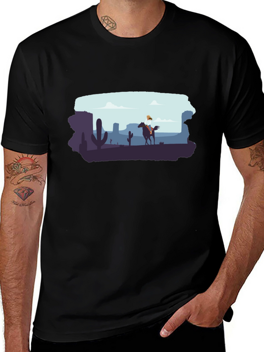 Desert Rider Graphic Tee - Black Cotton T-Shirt