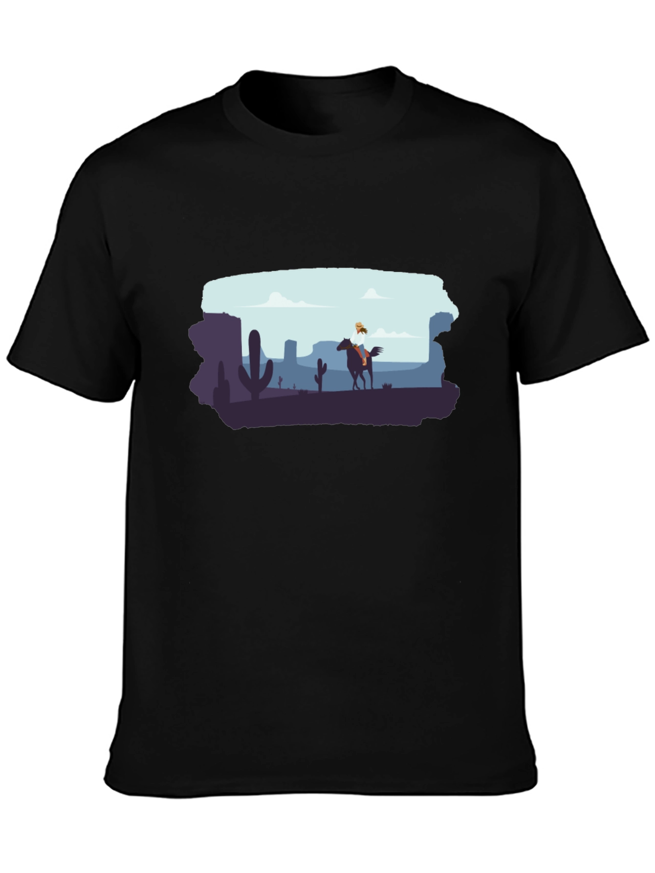 Desert Rider Graphic Tee - Black Cotton T-Shirt