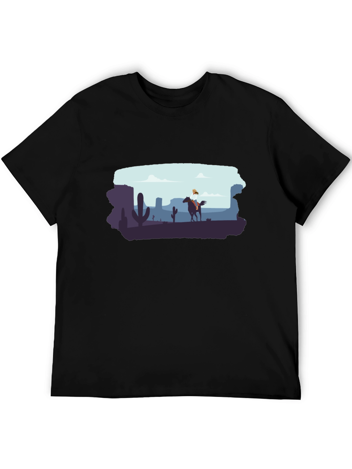 Desert Rider Graphic Tee - Black Cotton T-Shirt