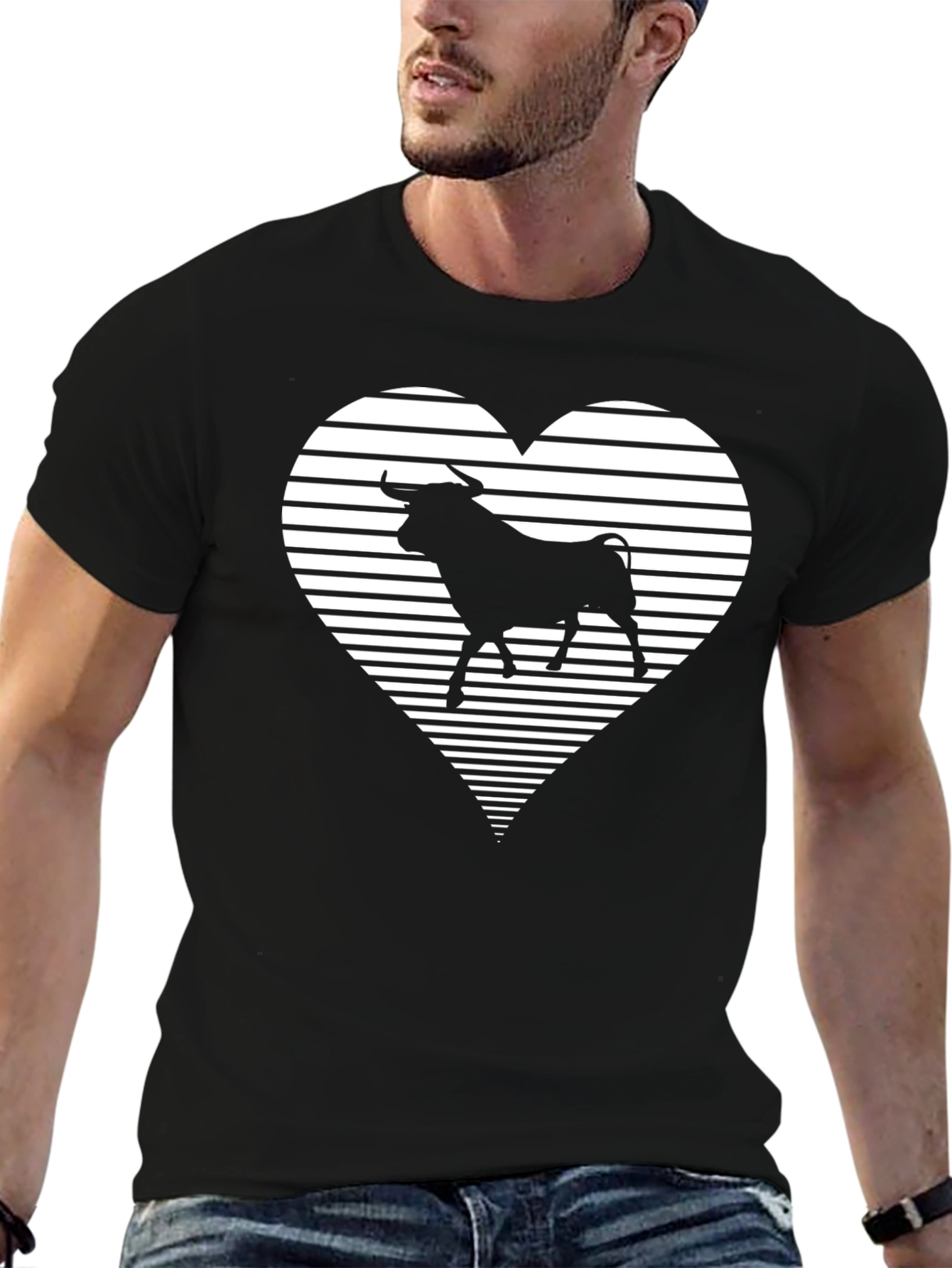 Bull Heart Graphic T-Shirt - Stylish Mens Tee