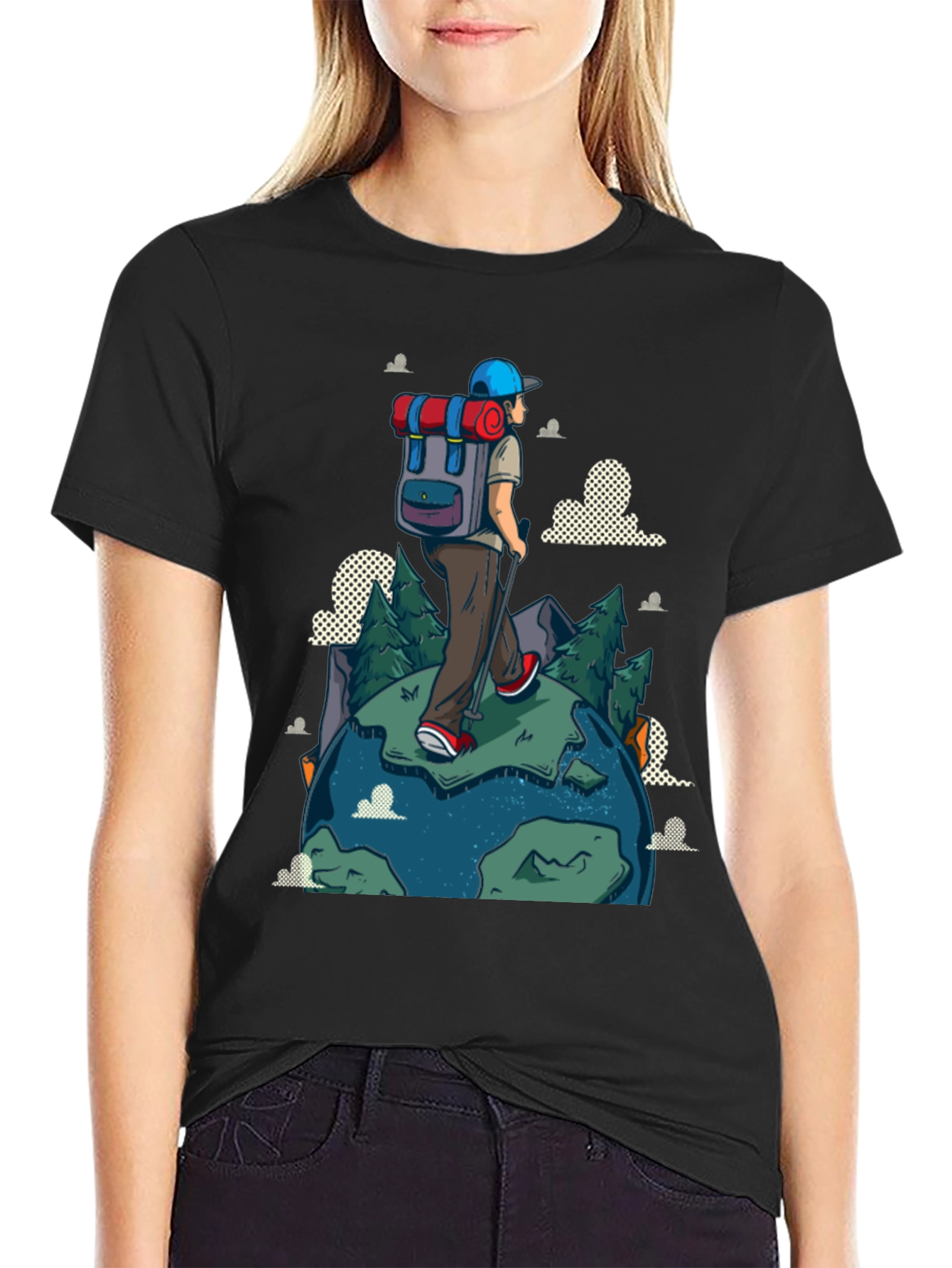 Hiker Graphic Print Black T-Shirt