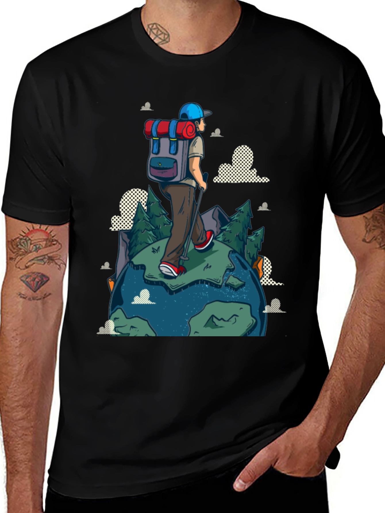 Hiker Graphic Print Black T-Shirt