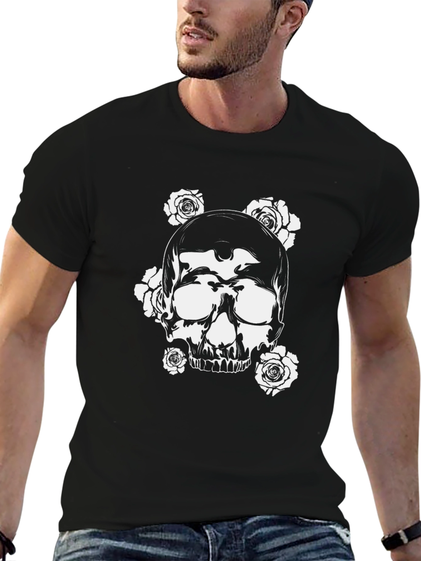 Skull and Roses Black Graphic Tee