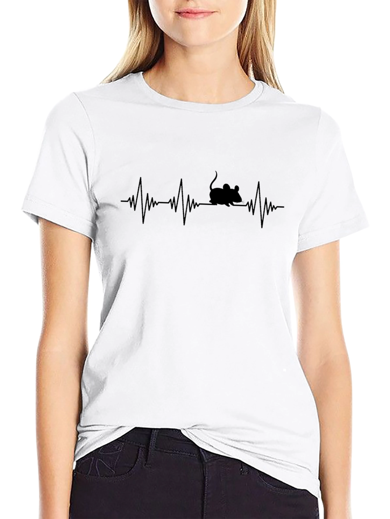 Mouse Heartbeat Black T-Shirt