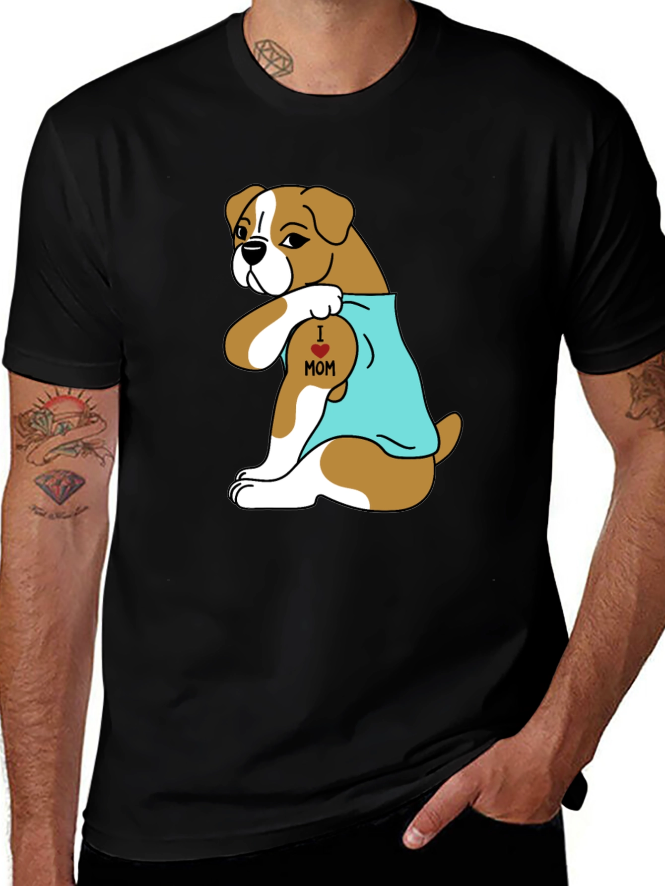 Boxer Dog I Heart Mom Tattoo T-Shirt