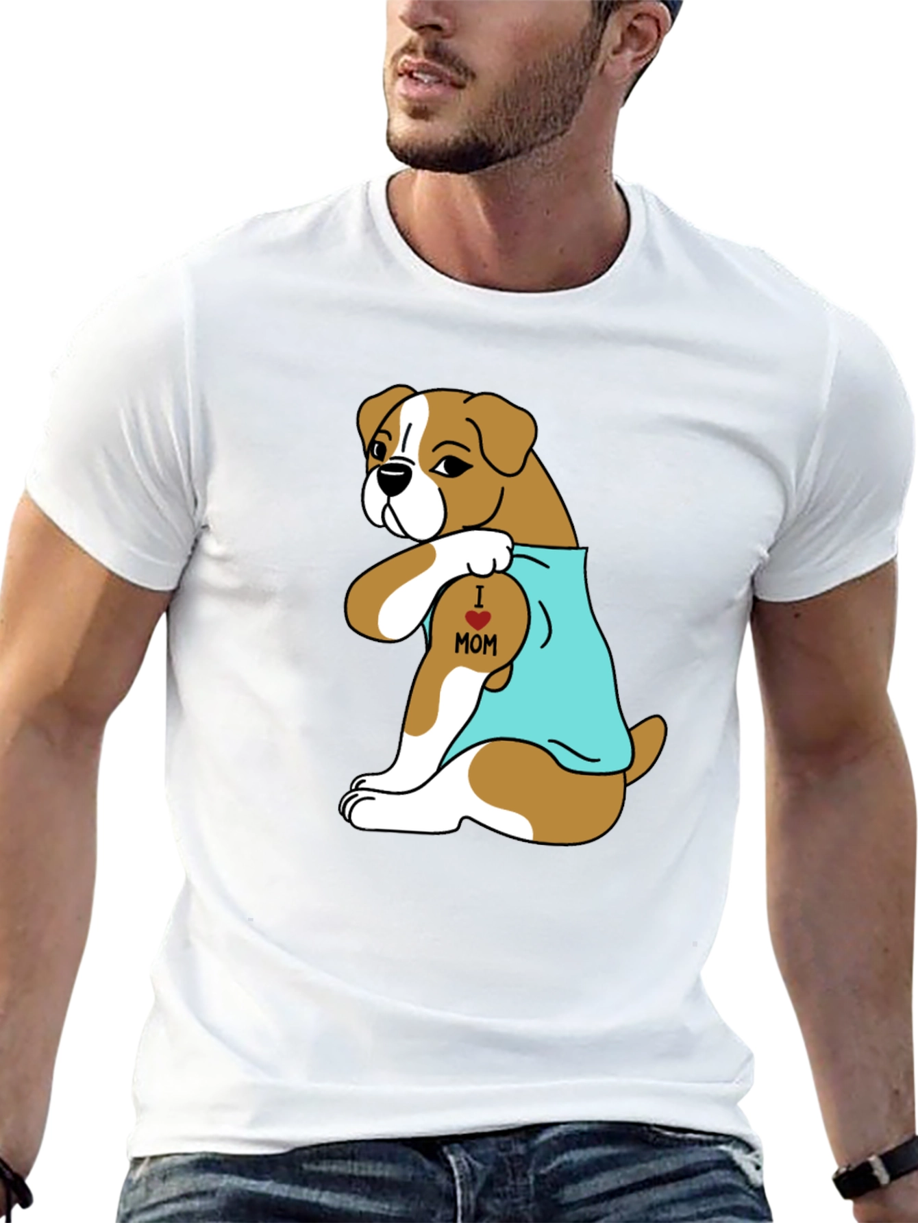 Boxer Dog I Heart Mom Tattoo T-Shirt