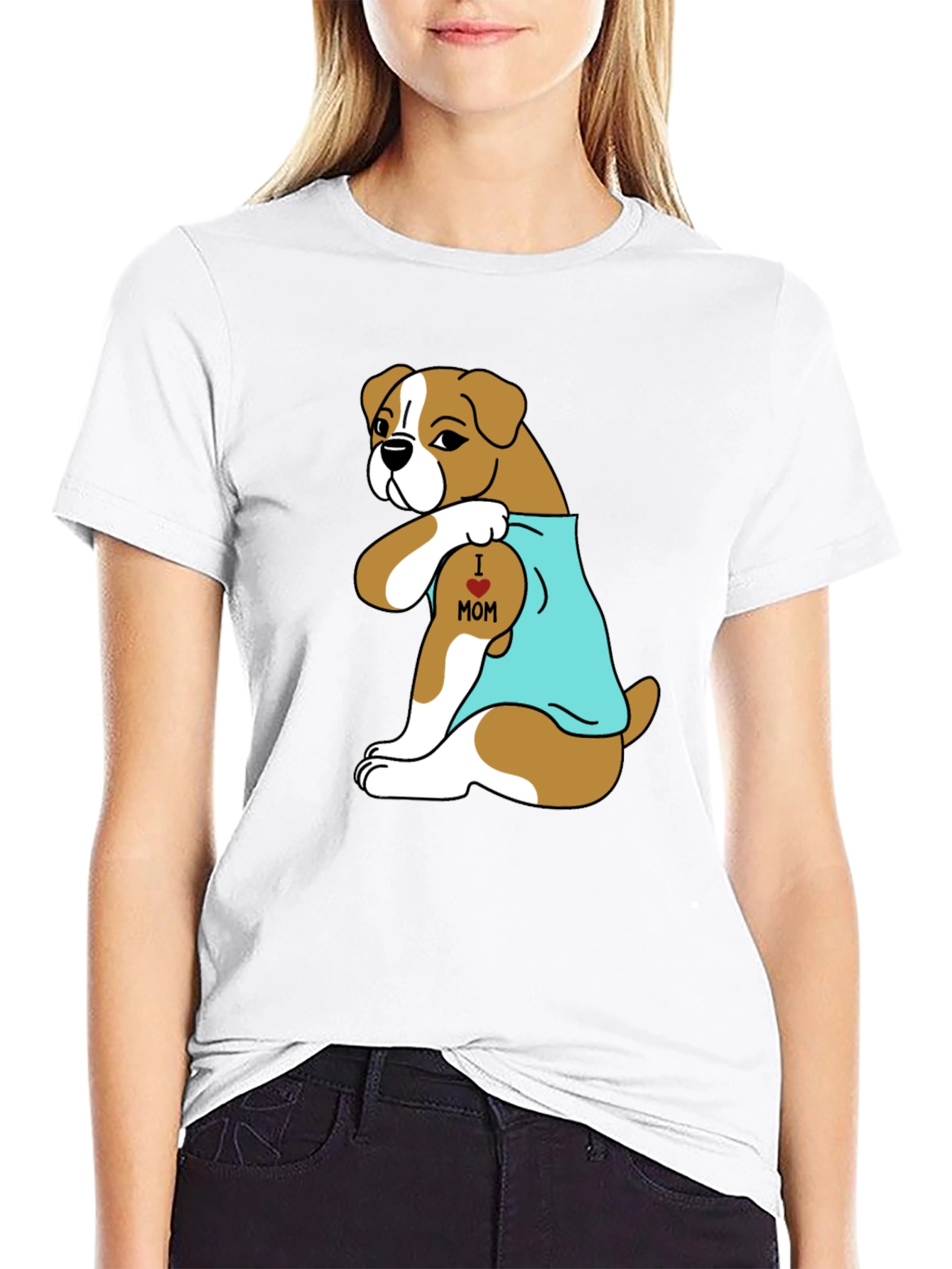 Boxer Dog I Heart Mom Tattoo T-Shirt