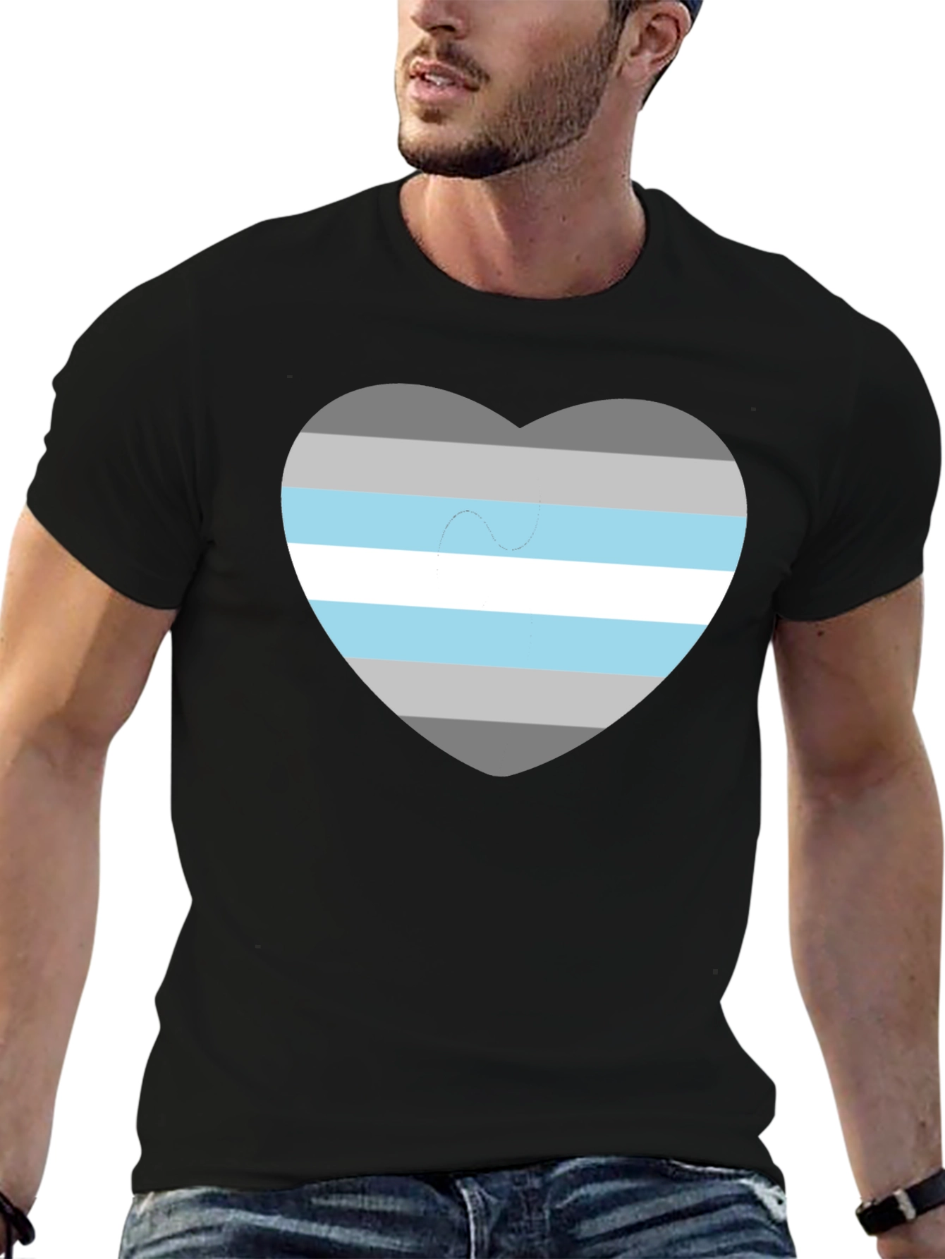 Demigender Pride Heart T-Shirt - Unisex Black Tee