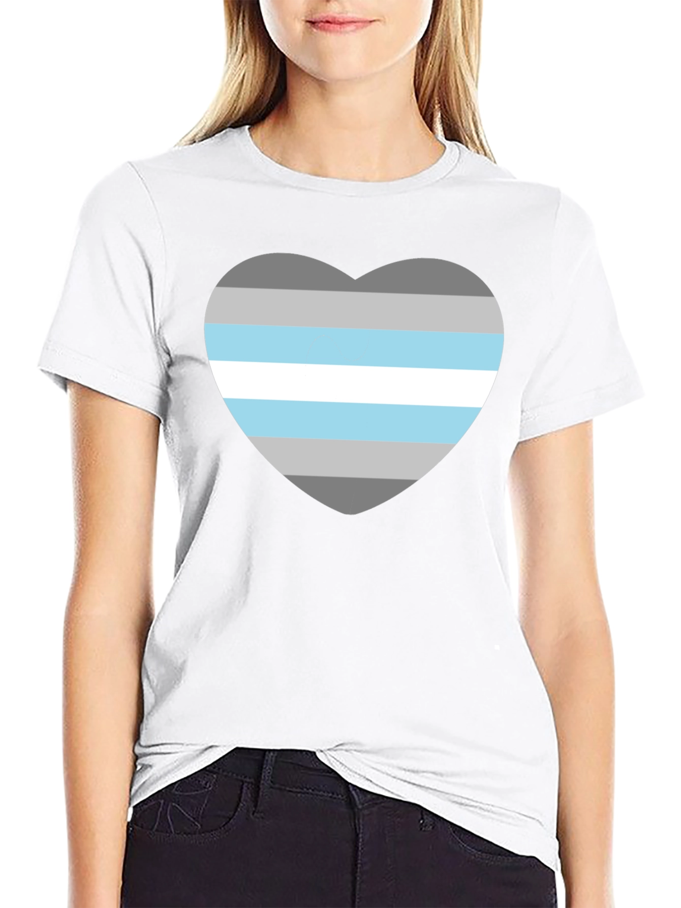 Demigender Pride Heart T-Shirt - Unisex Black Tee