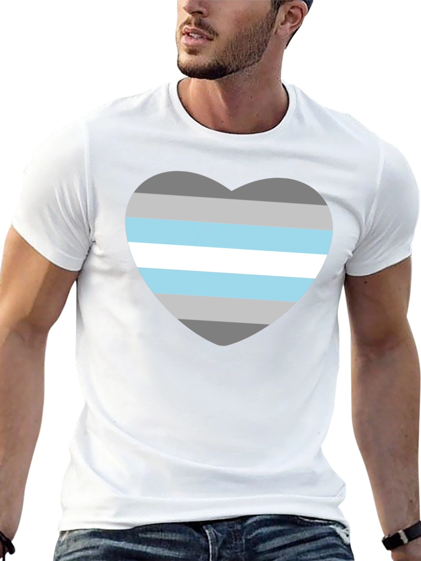 Demigender Pride Heart T-Shirt - Unisex Black Tee
