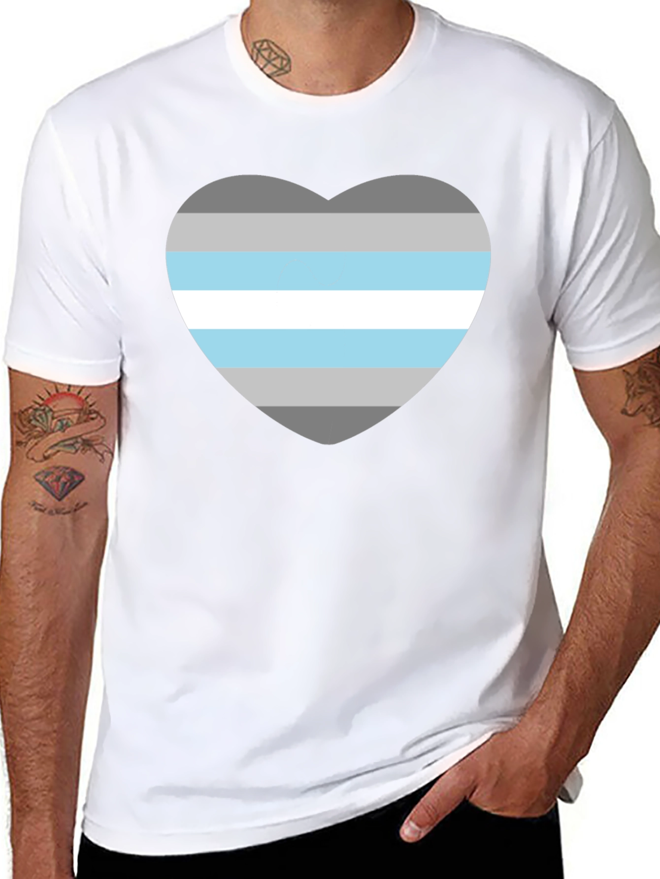 Demigender Pride Heart T-Shirt - Unisex Black Tee