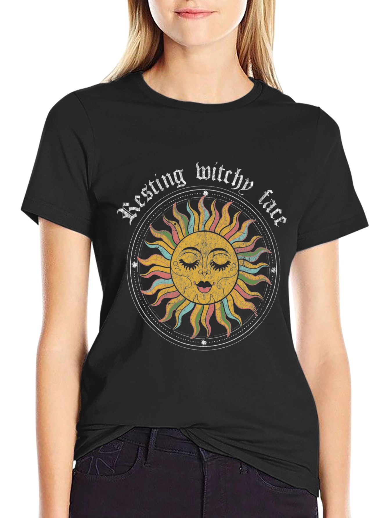 Resting Witchy Face Graphic Tee - Unisex Black T-Shirt