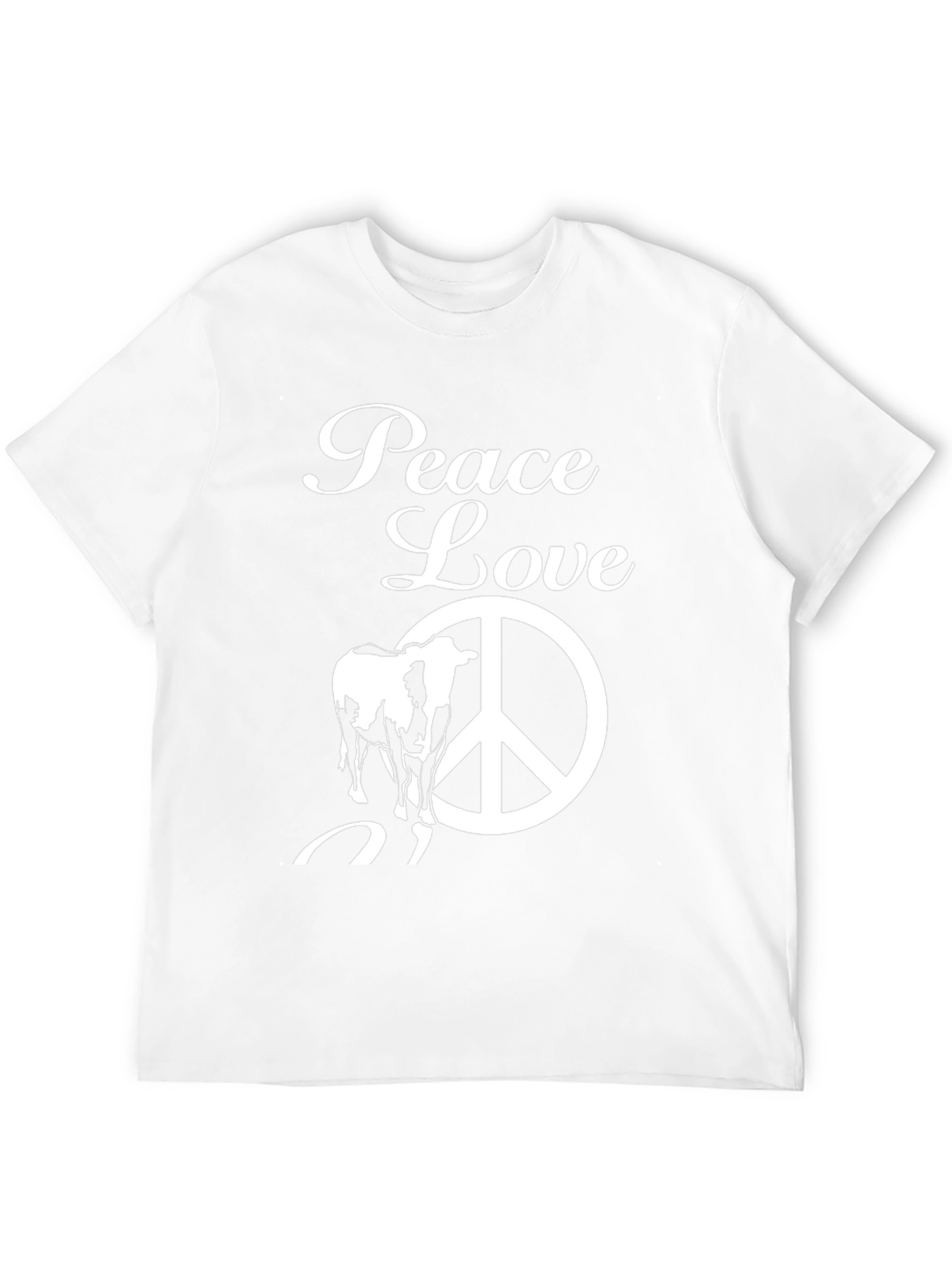 Peace Love Cow Graphic Tee - Black Cotton T-Shirt