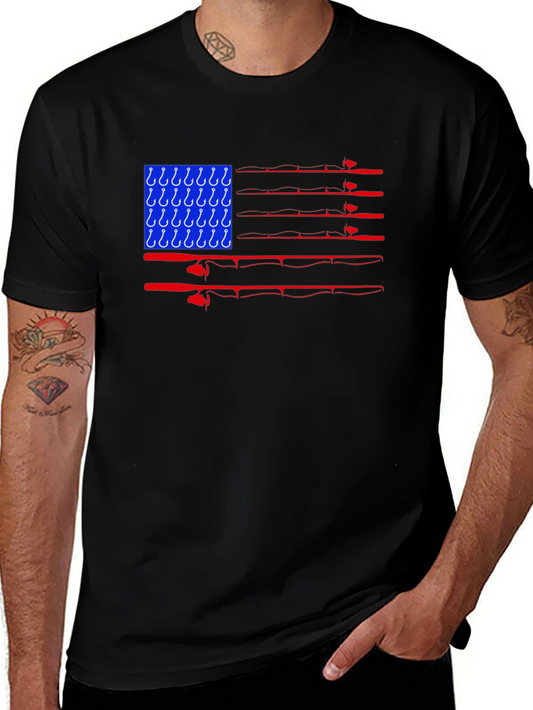 Fishing USA Flag Graphic T-Shirt