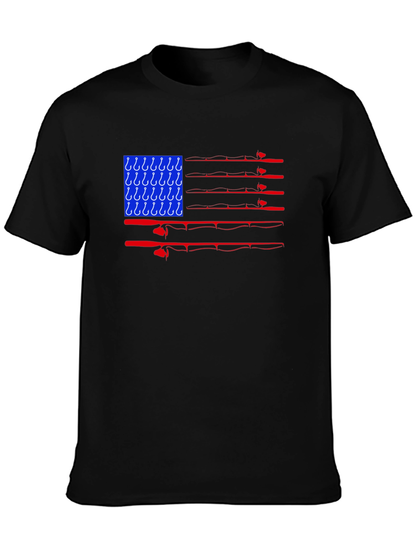 Fishing USA Flag Graphic T-Shirt