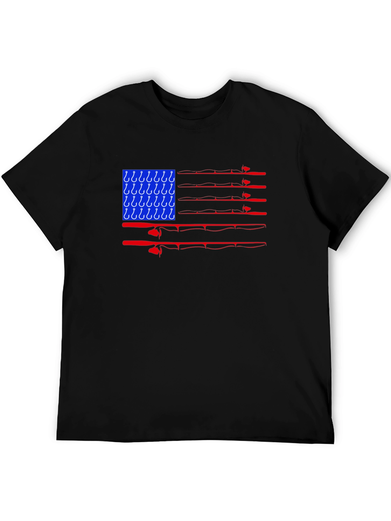 Fishing USA Flag Graphic T-Shirt