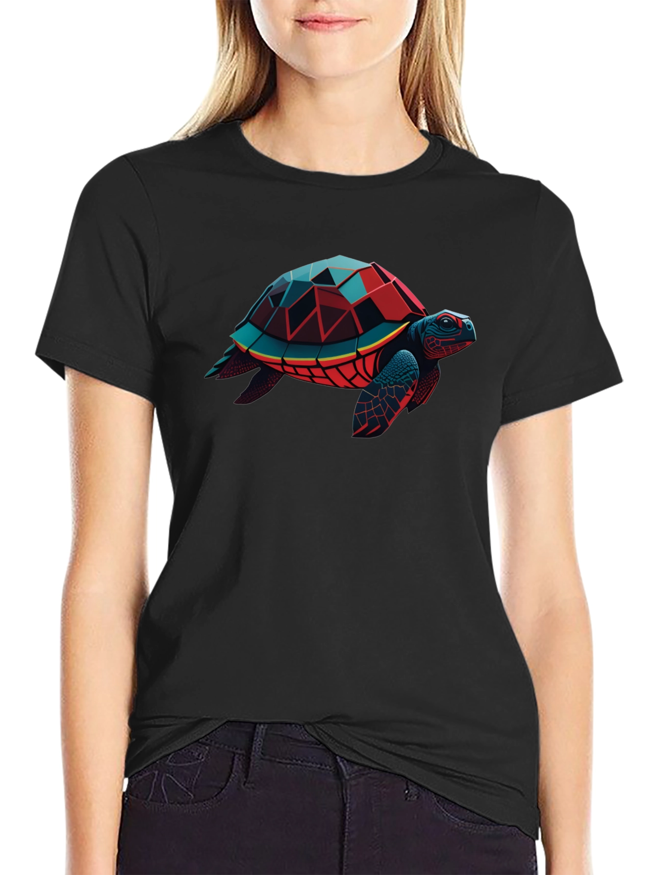 Geometric Turtle Graphic Tee - Modern Style