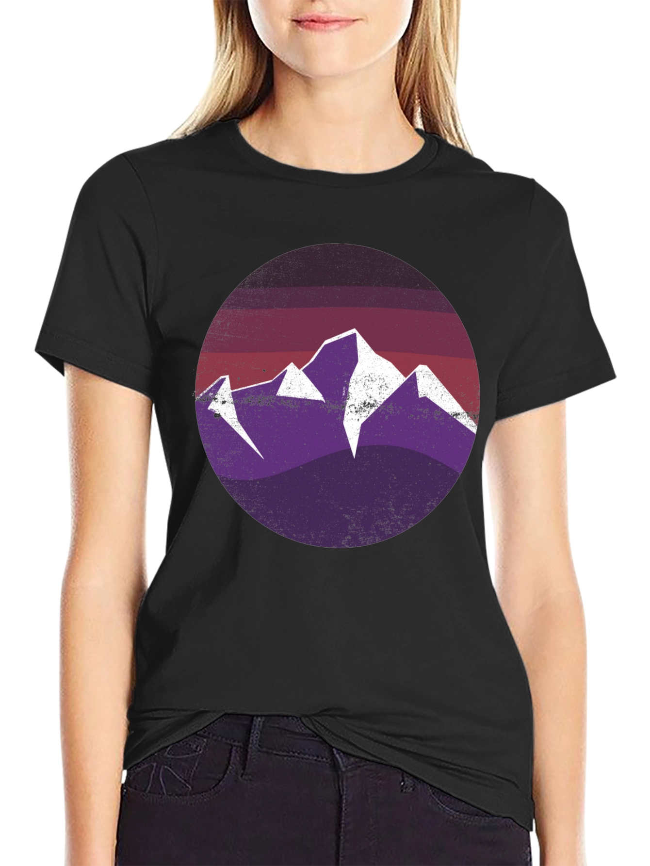 Mountain Scene Graphic Tee - Black
