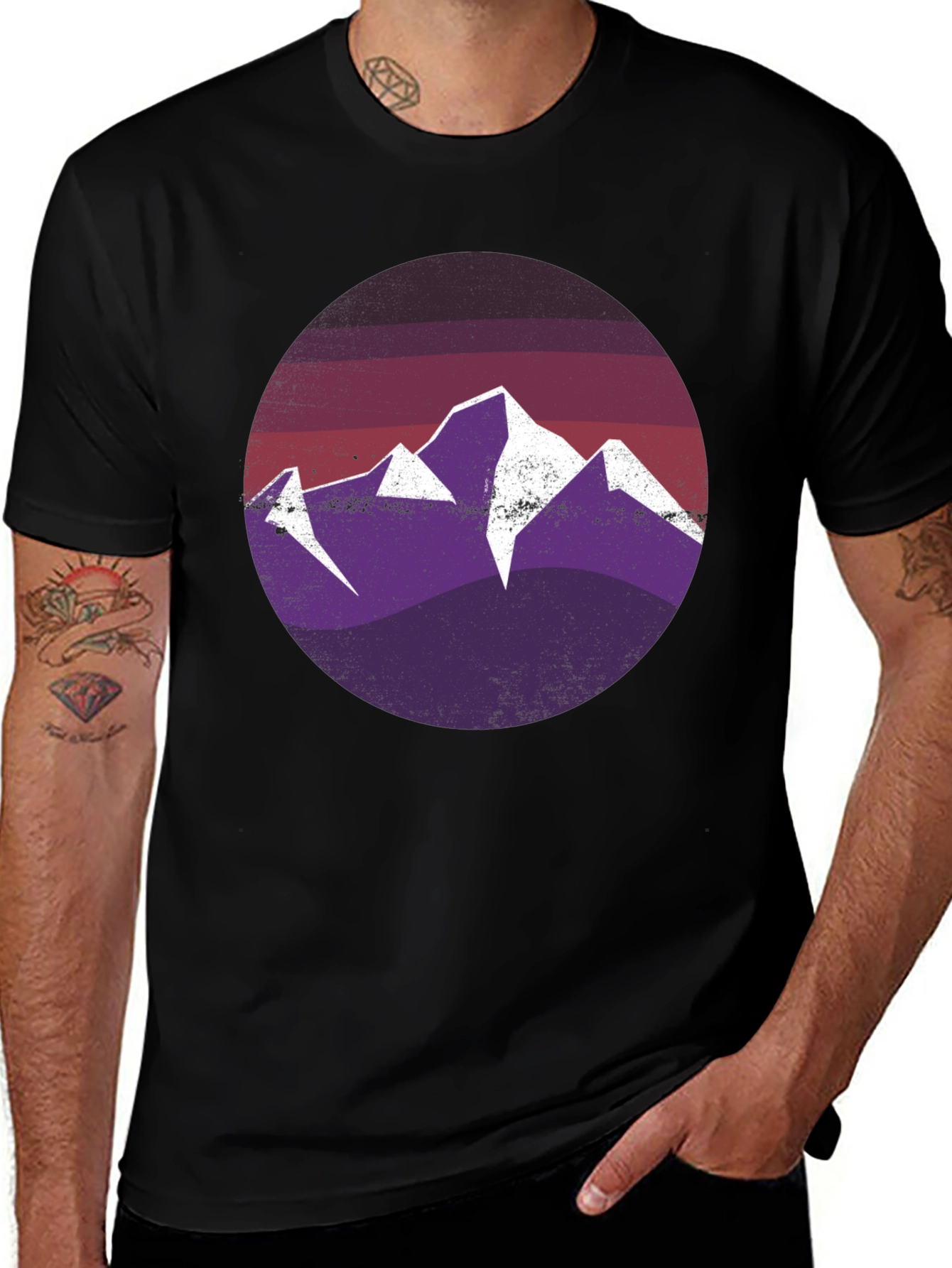 Mountain Scene Graphic Tee - Black