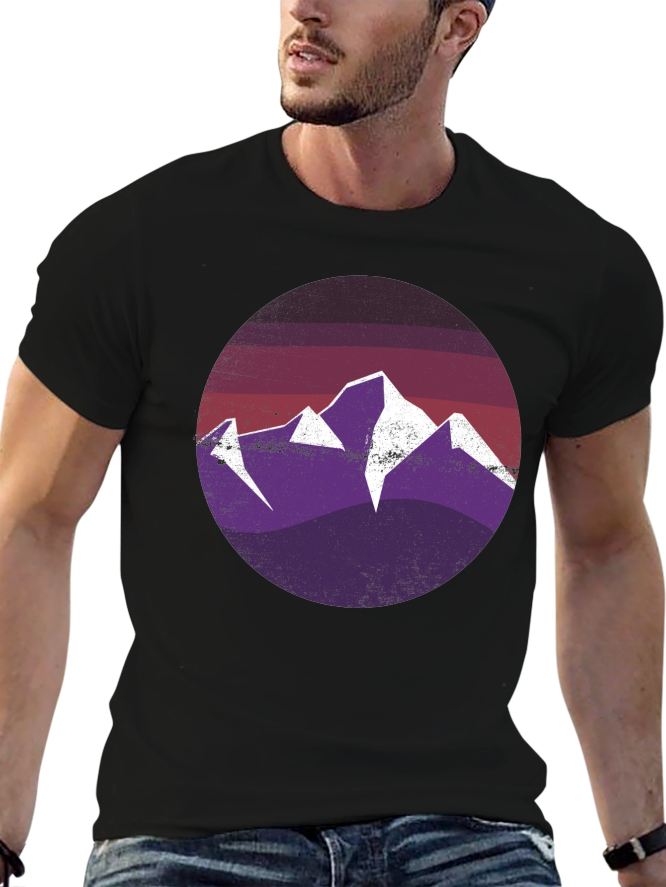 Mountain Scene Graphic Tee - Black
