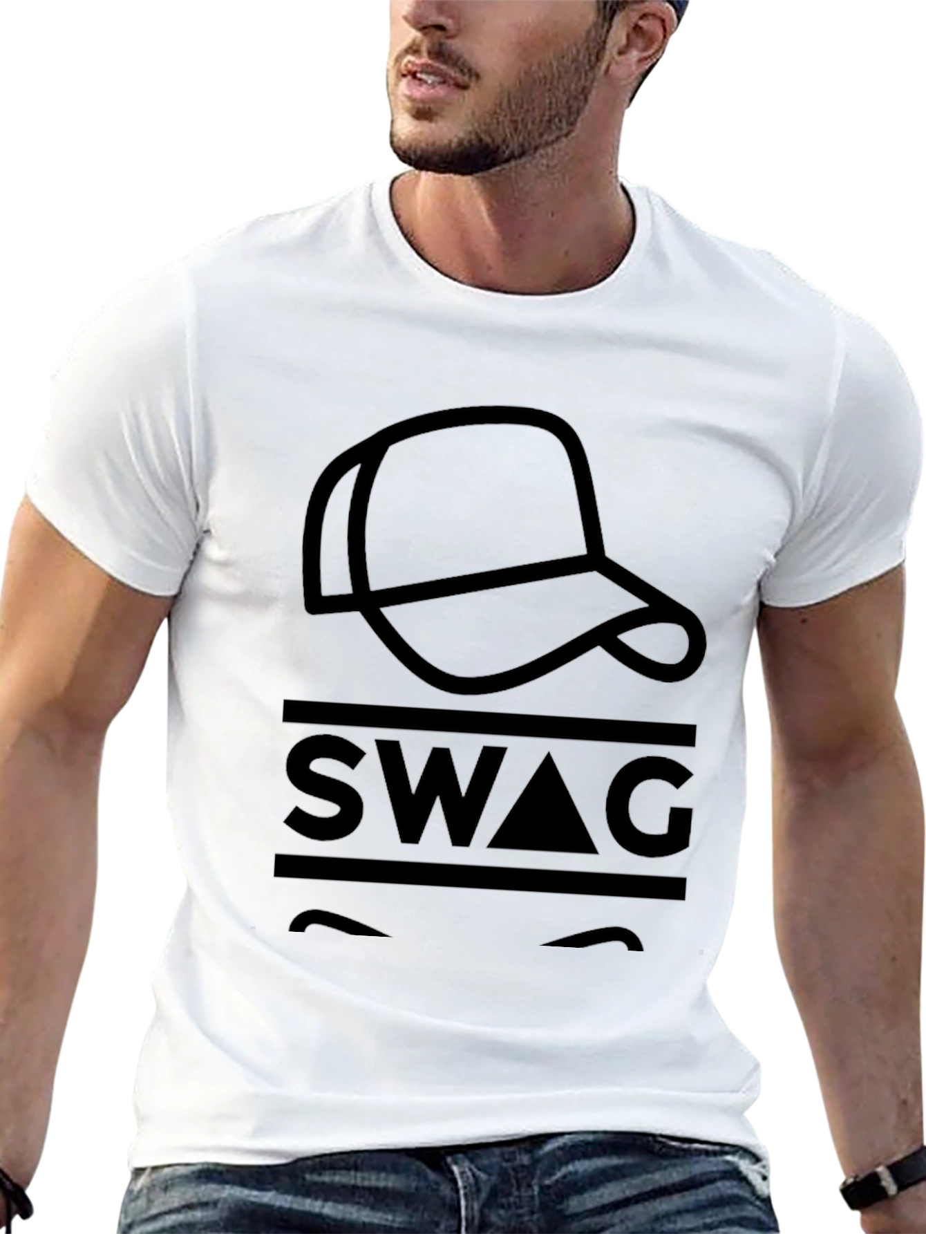 Mens Black Graphic T-Shirt - SWAG Design